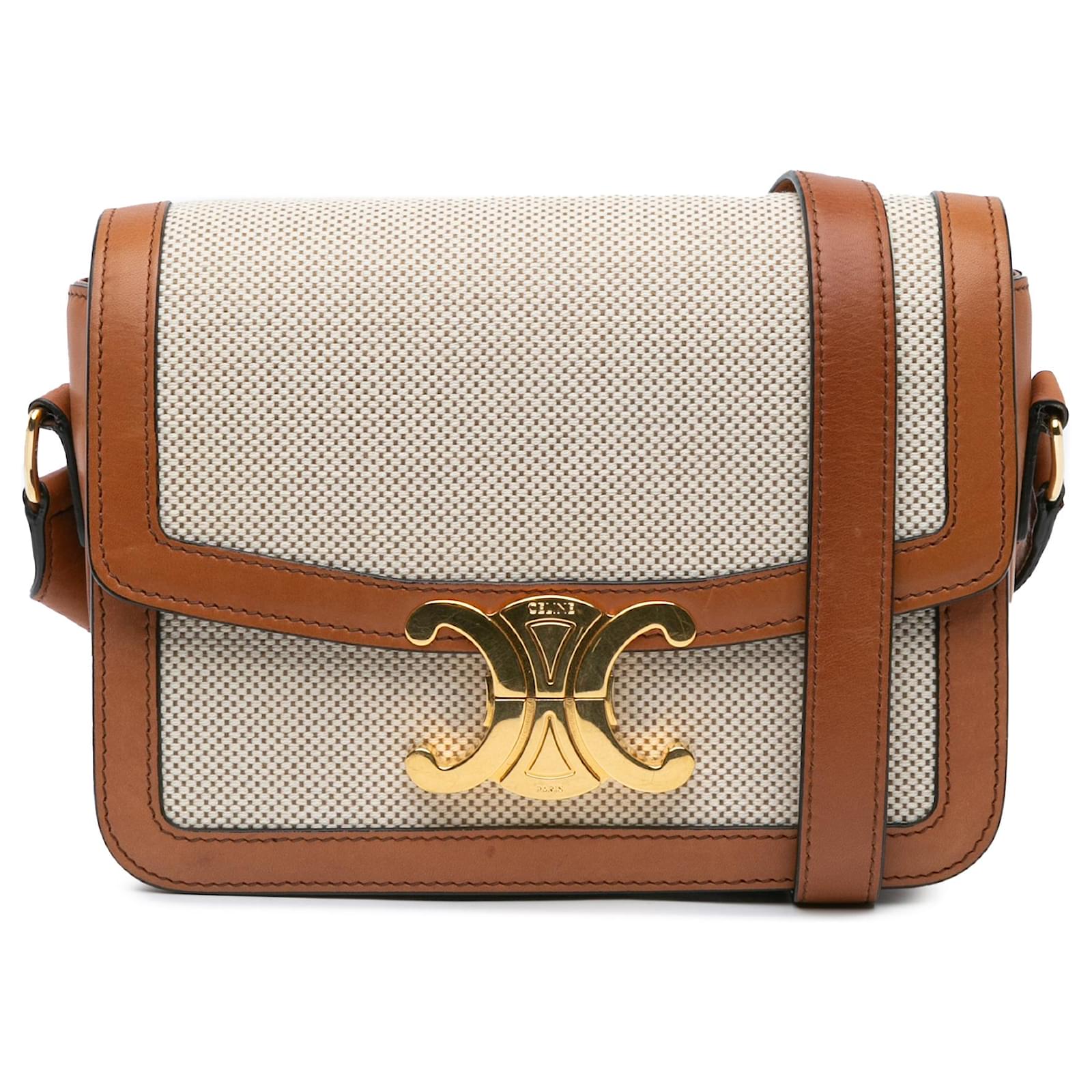HALF MOON CASE 18 IN BLACK TRIOMPHE CANVAS AND BRONZE BROWN CALFSKIN