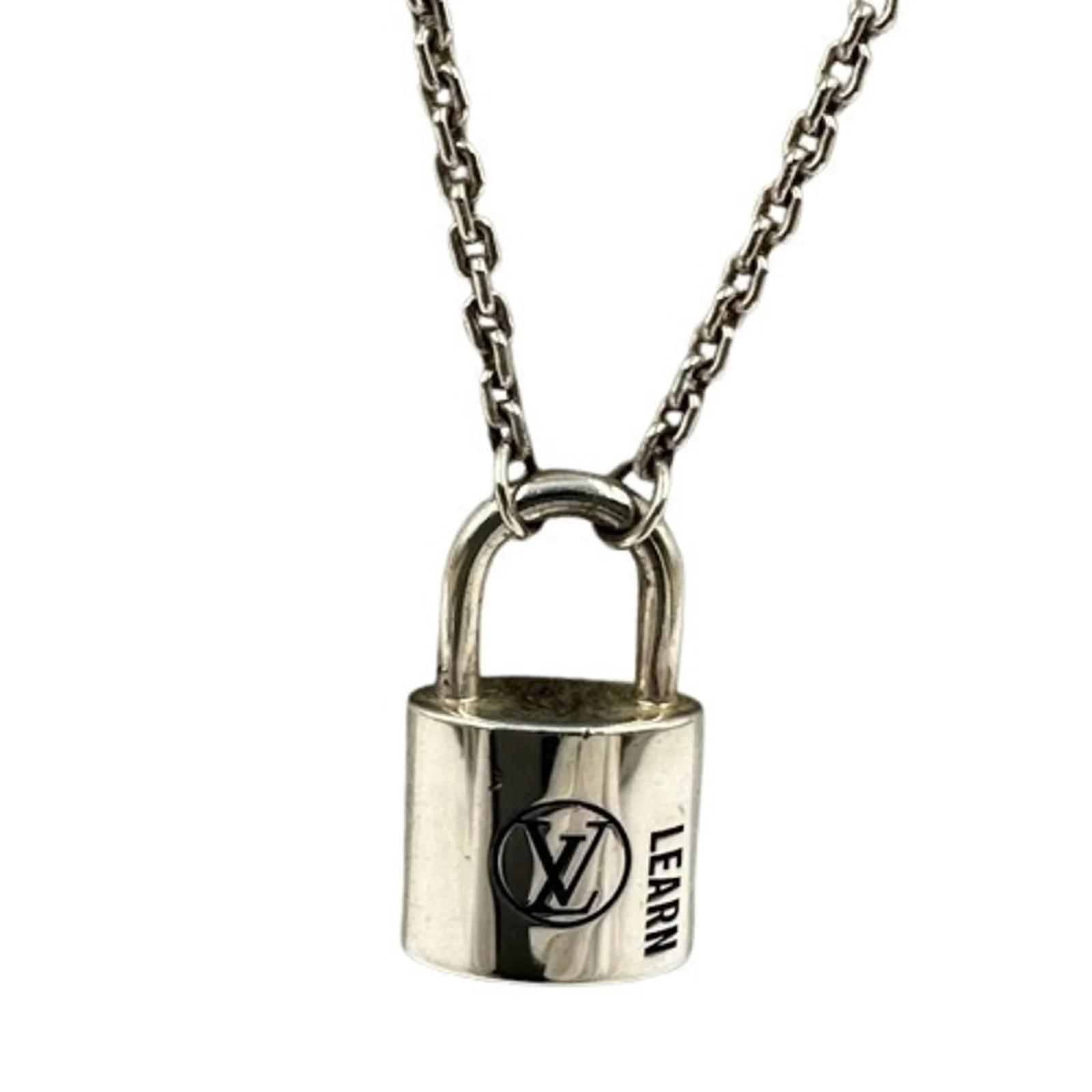 Sterling Silver Lock Padlock Louis Vuitton Necklace Vuitton Silver