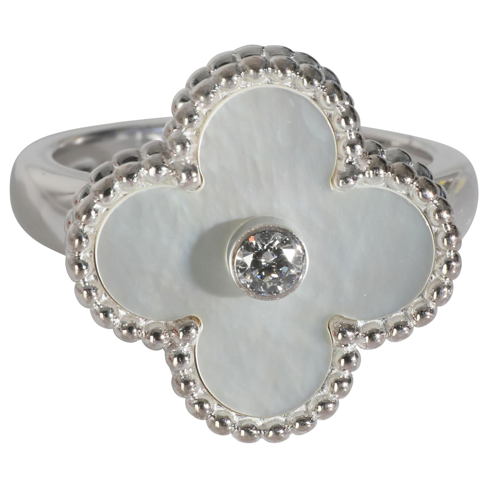 Van Cleef Arpels White Gold Mother Of Pearl and Diamond Vintage