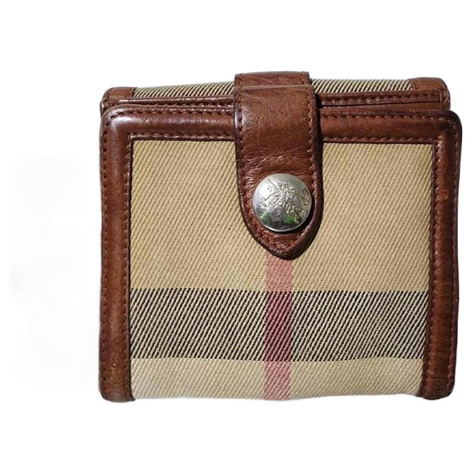 BURBERRY Vintage Canvas House Check Buckle Wallet Brown/Beige
