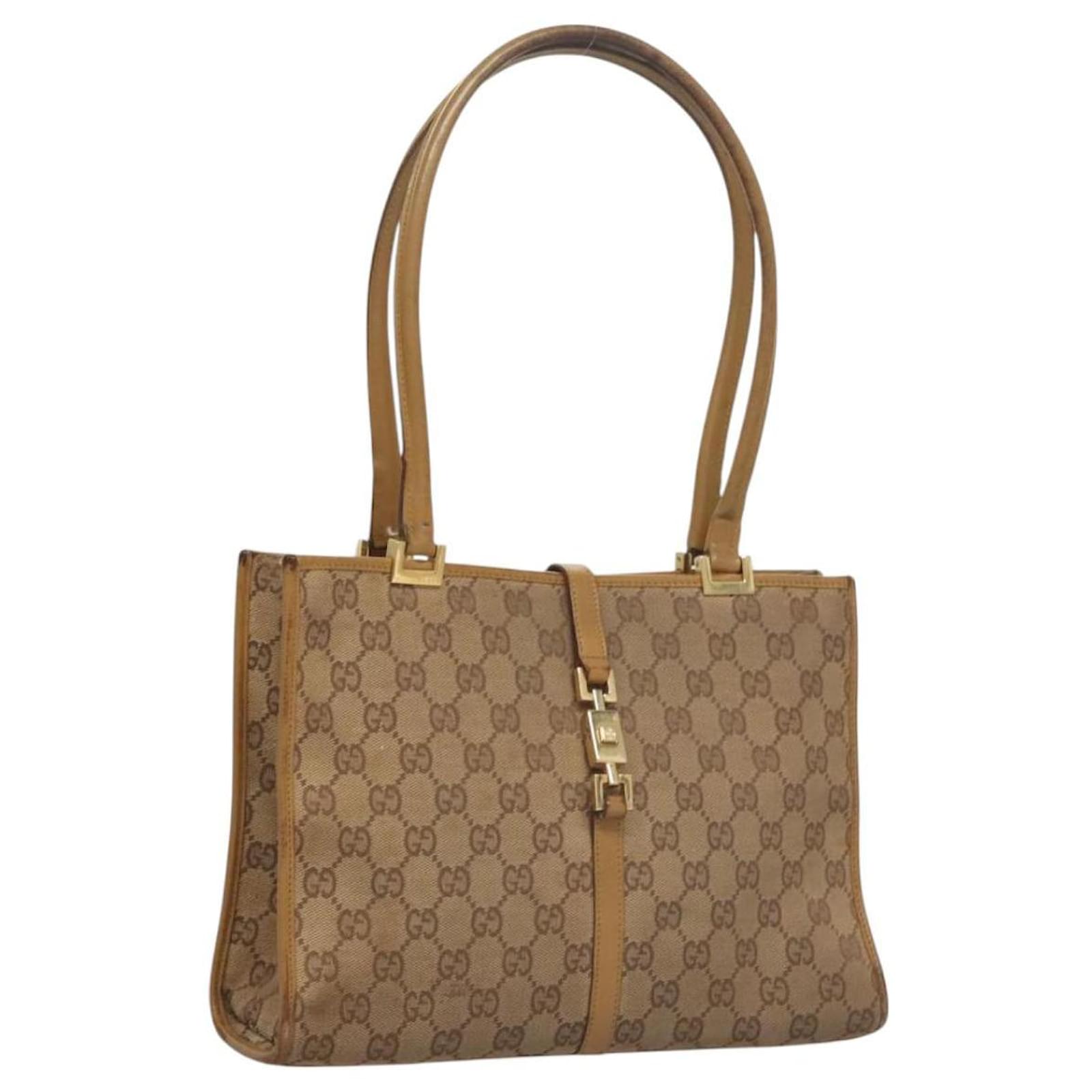 GUCCI GG Canvas Jackie Shoulder Bag Beige Gold 002 1073 3444