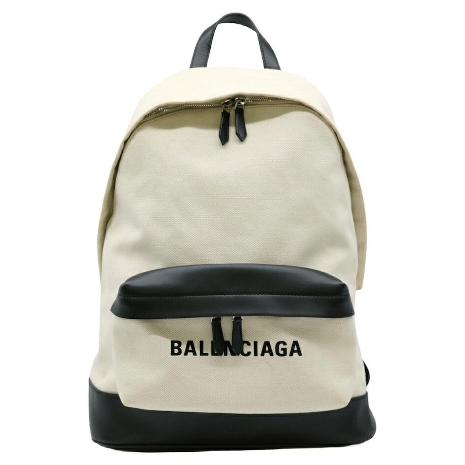 Balenciaga Canvas Leather Backpack White Cloth Joli