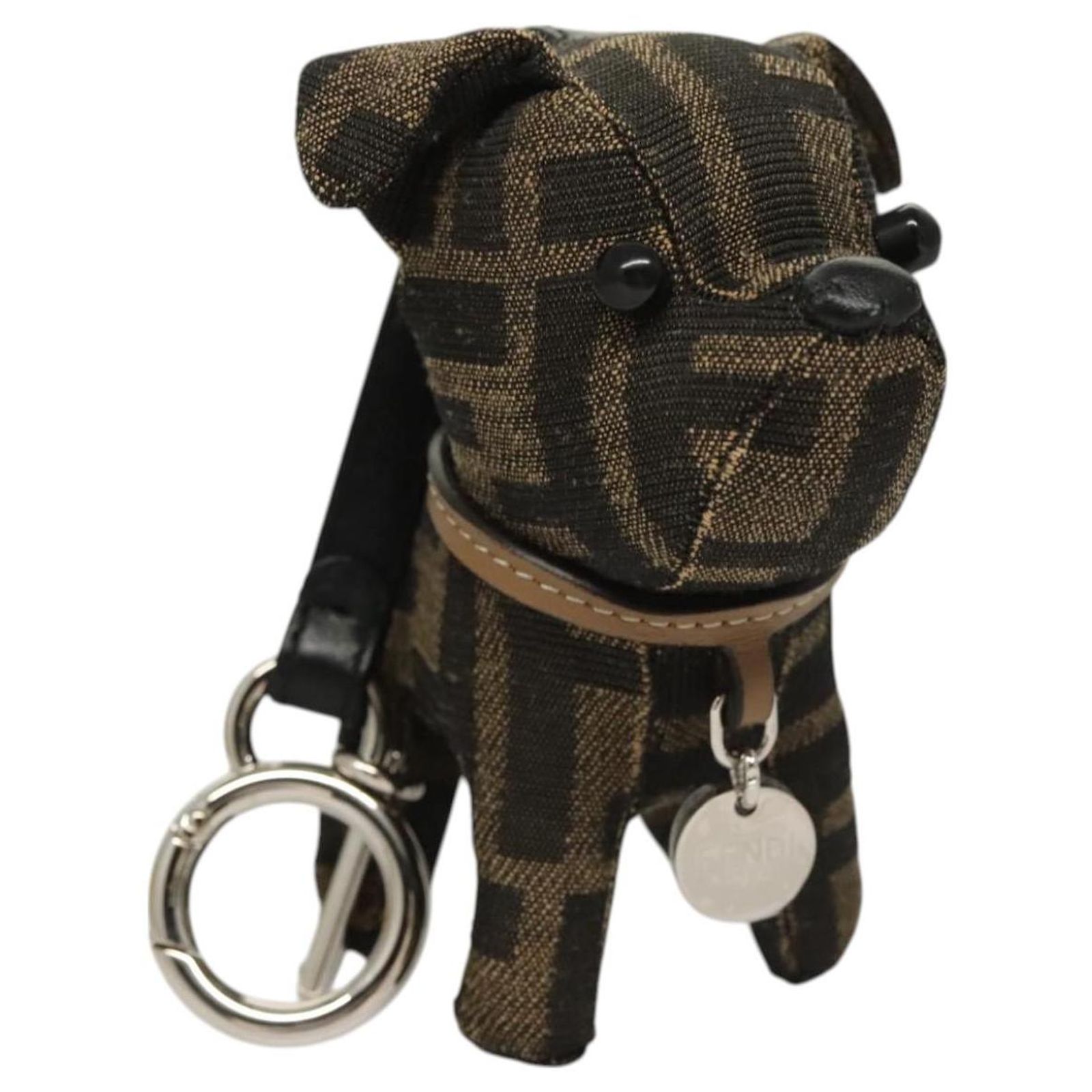 FENDI Zucca Canvas Charm Black Brown Auth ac3769 ref.2202082 