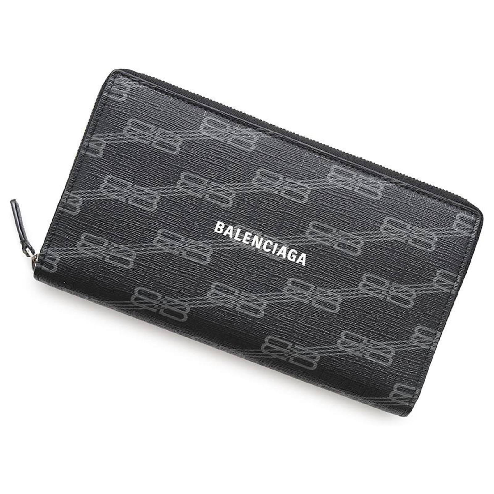 BALENCIAGA CASH CONTINENTAL ウォレット ブラック Balenciaga Giant Money Continental Black Leather Wallet - Preowned