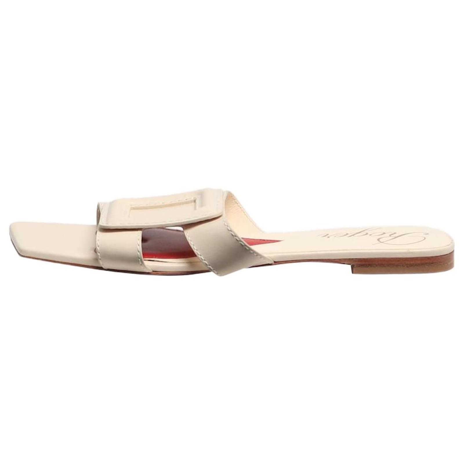 Roger Vivier Cream flat sandals size EU 39 Leather