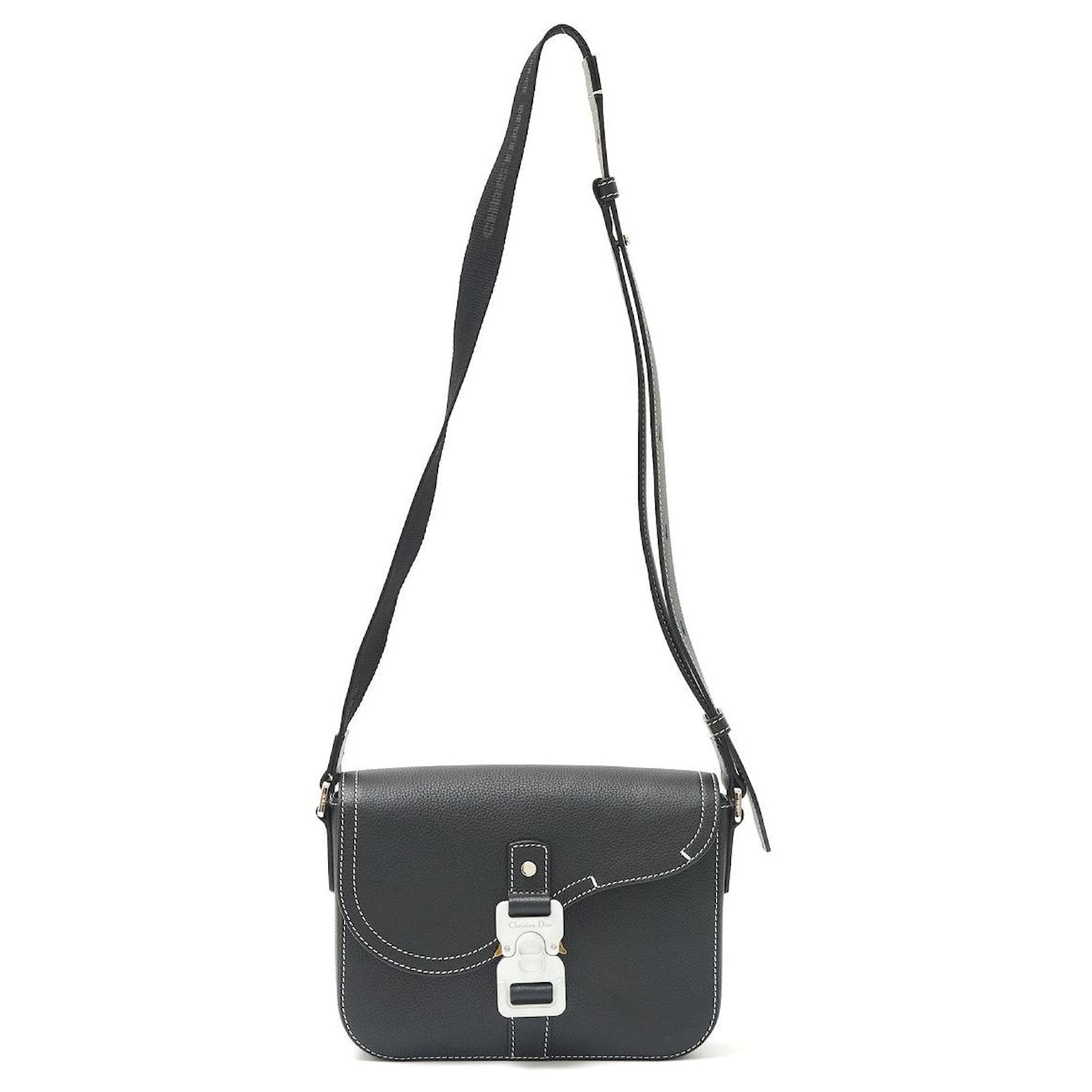 Sac messager Dior Saddle Flap petit noir Cuir Veau façon poulain