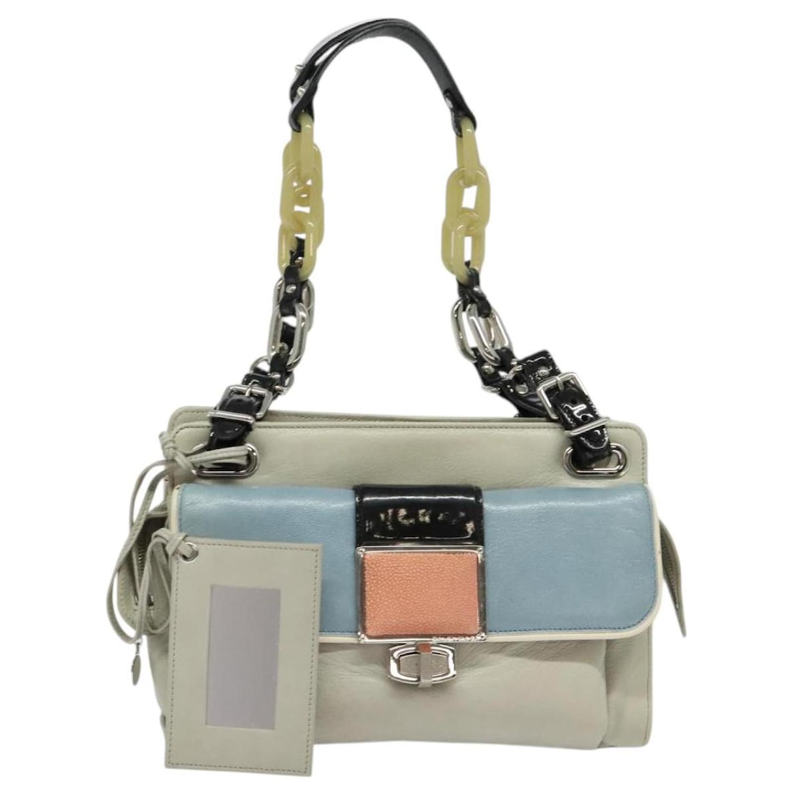 BALENCIAGA Schultertasche aus Leder Grau Silber Authentisch 121412 - Main Image