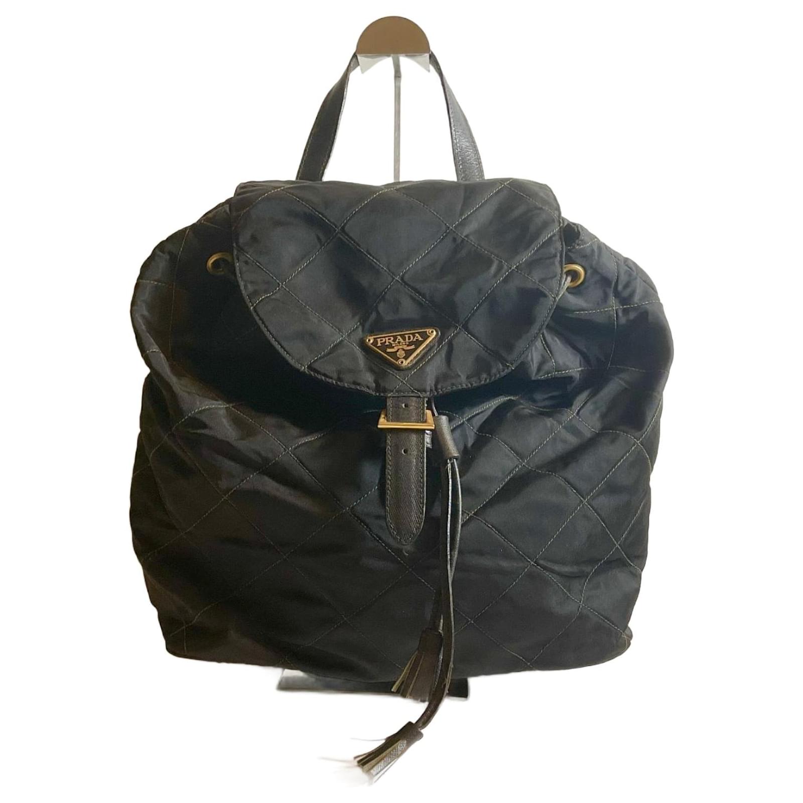 90s leather backpack Chanel Vintage 90's Drawstring Caviar Black House of Carver Prada Tessuto 90s Prada Backpack