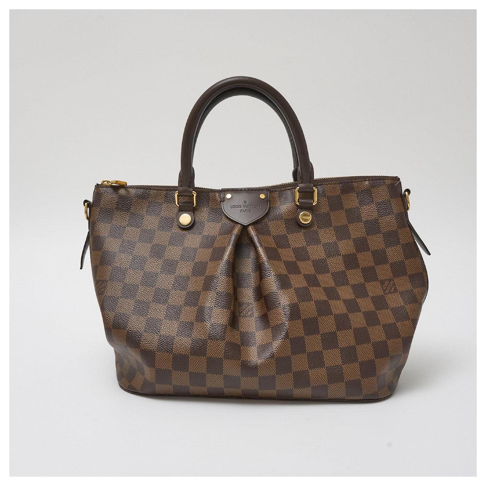 Borsa Louis Vuitton Siena MM in tela Damier Ebene e pelle Marrone