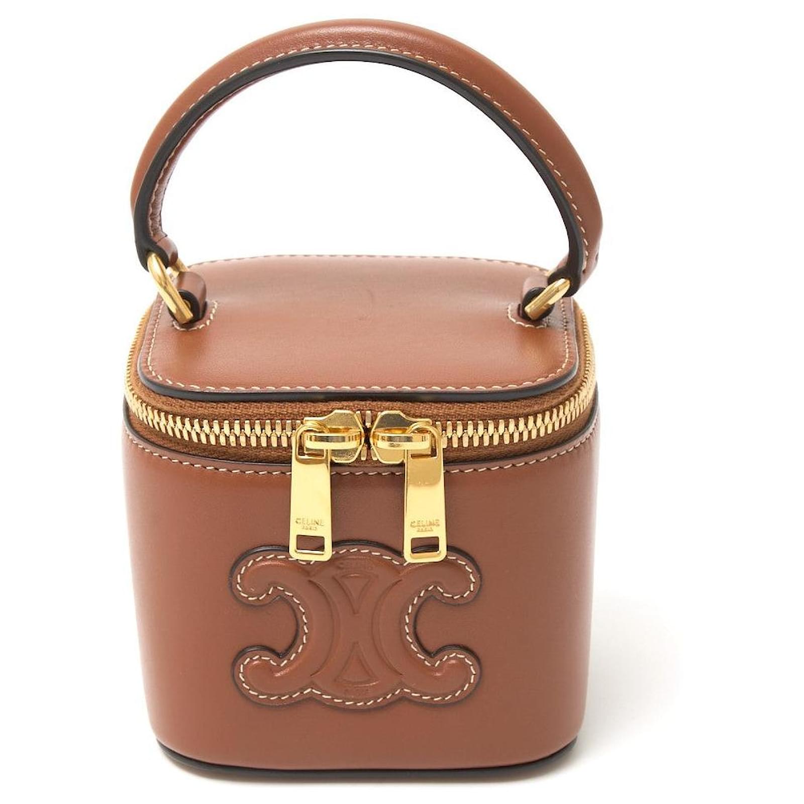 Céline Celine Mini Vanity Case Smooth Calfskin Brown Leather Pony
