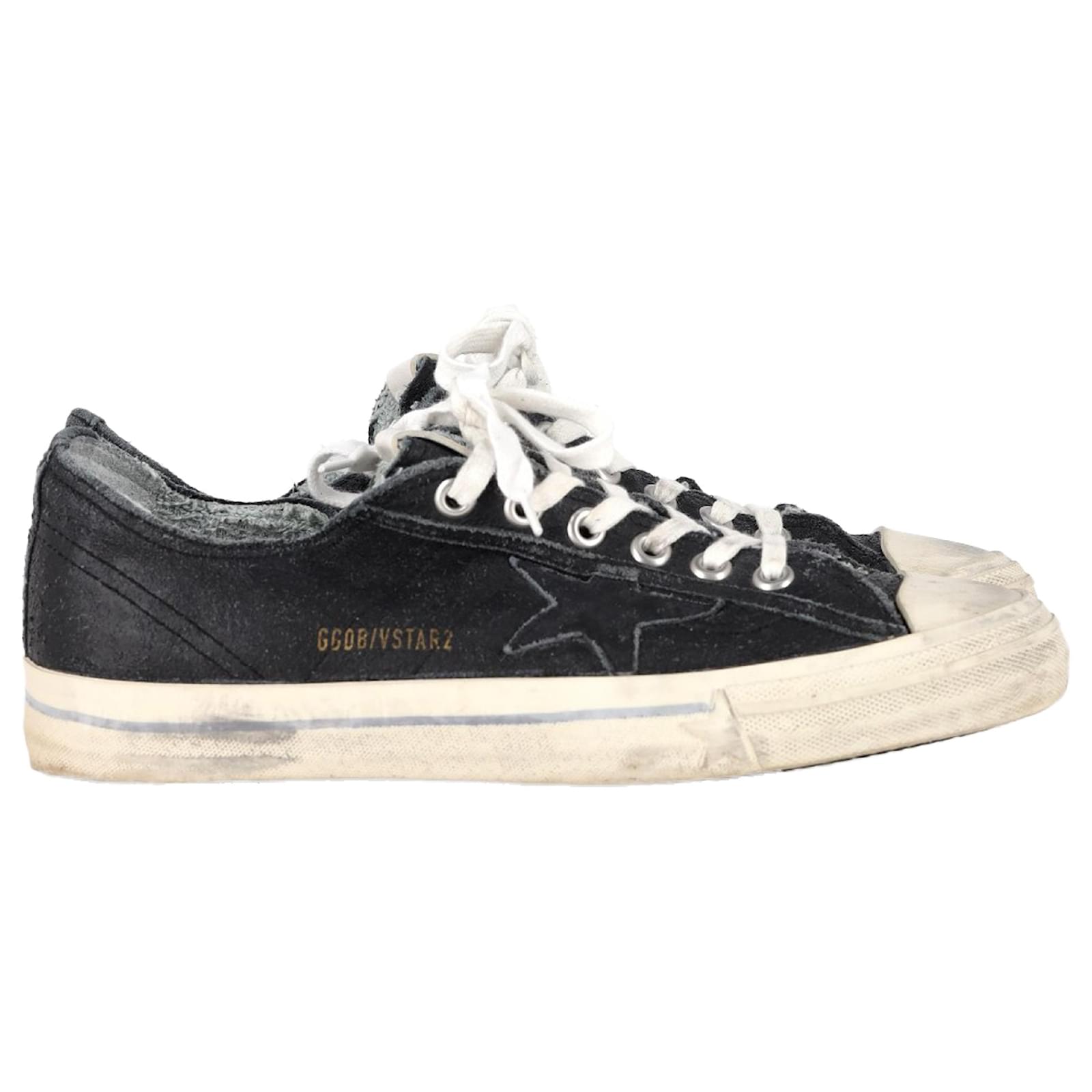 Sneakers V-Star Effetto Vintage Golden Goose in Tela Blu Navy ref