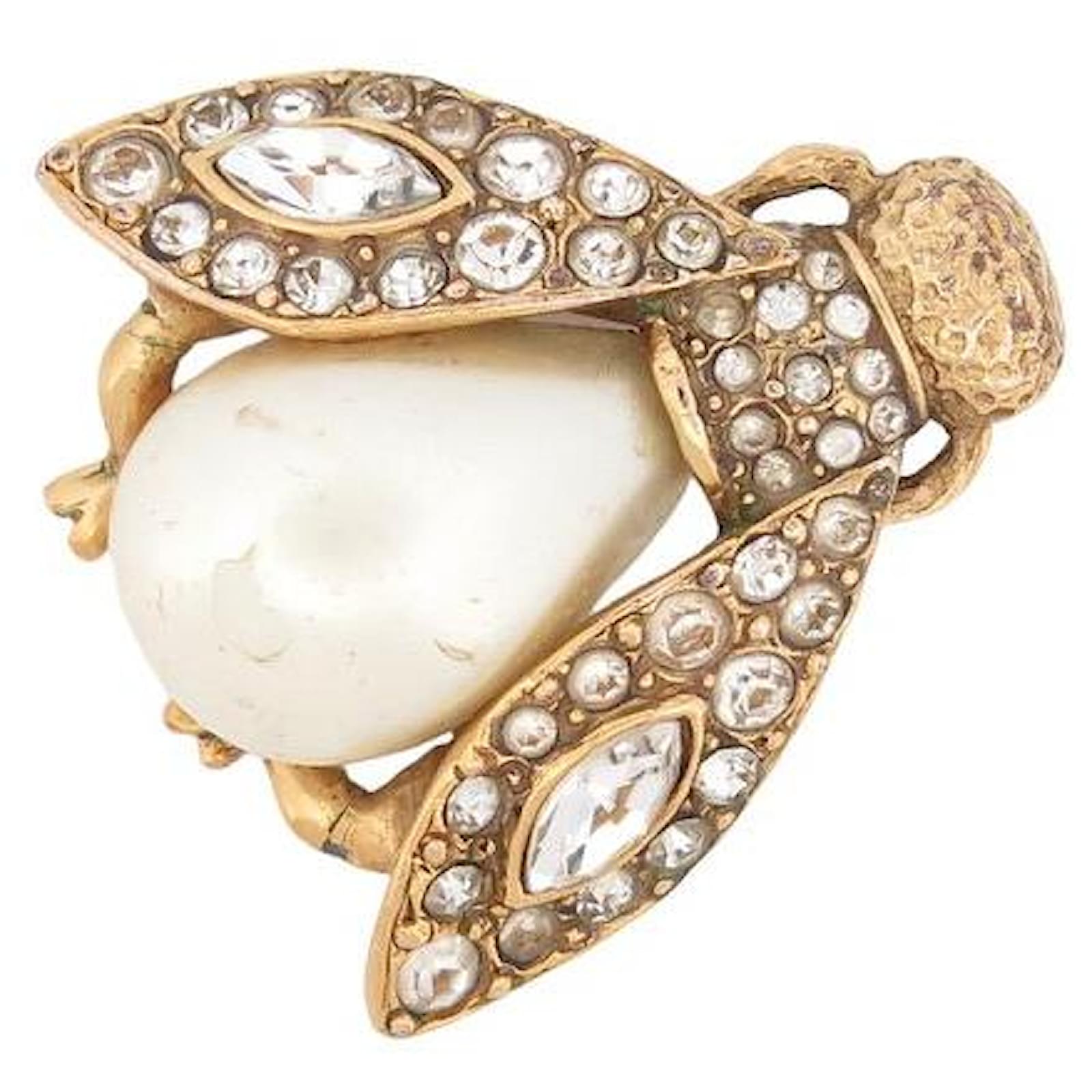VINTAGE BROOCH CHRISTIAN DIOR BEE IN GOLDEN METAL WITH