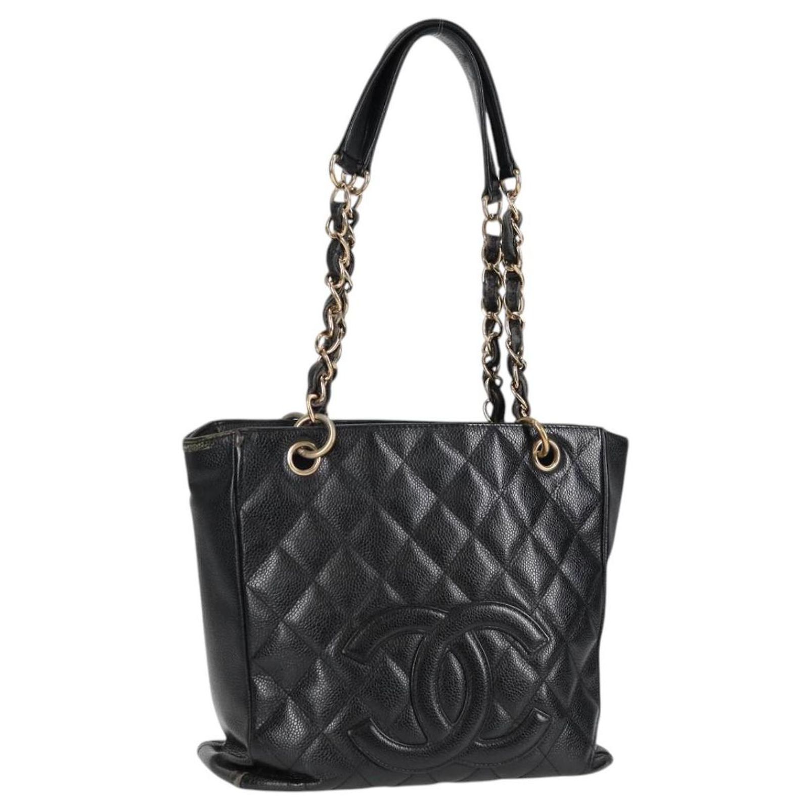 CHANEL Matelasse COCO Mark Chain Tote Bag Caviar Skin Black  display picture 1