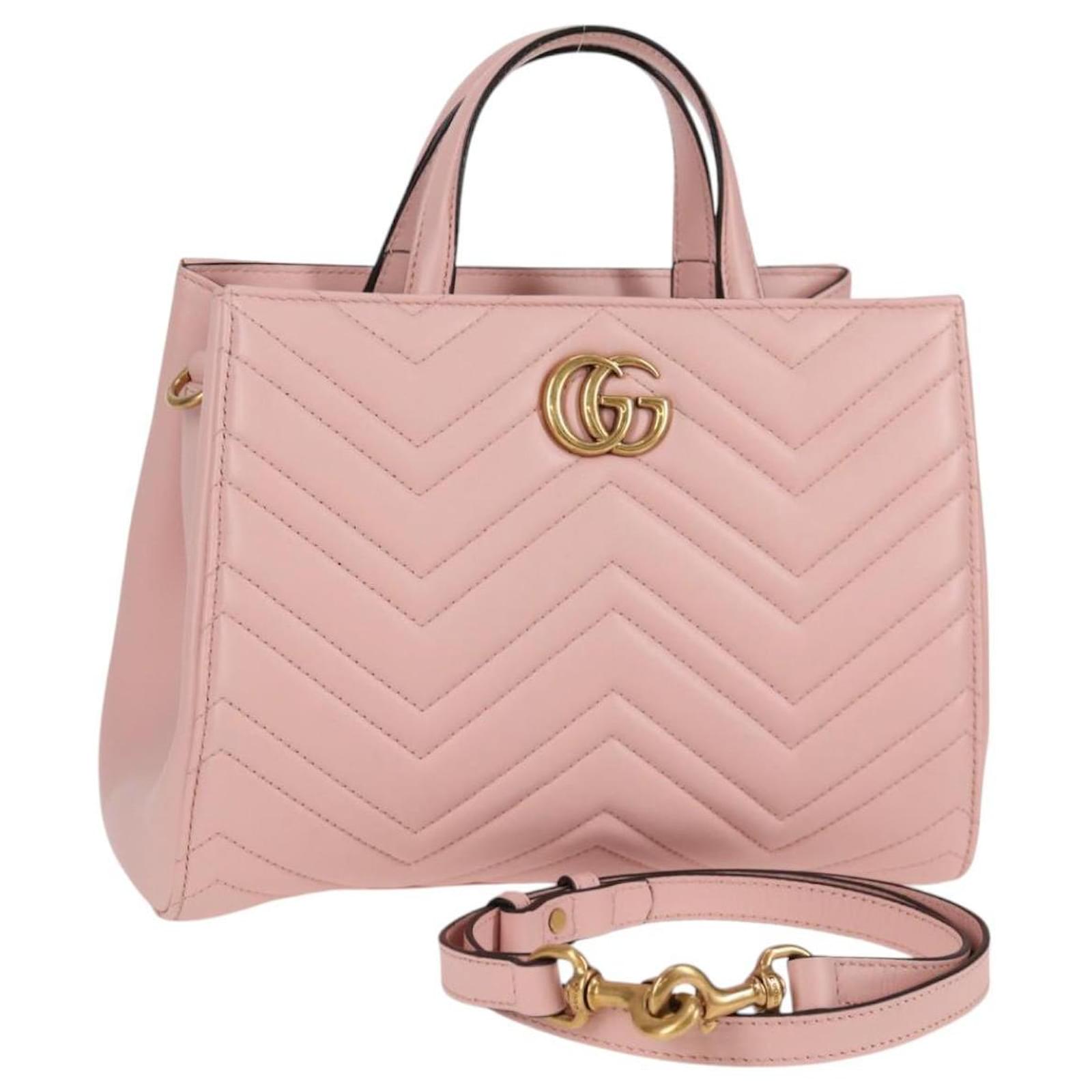 GUCCI Shoulder Bag Leather 2way Pink Gold 448054 Auth nb474M