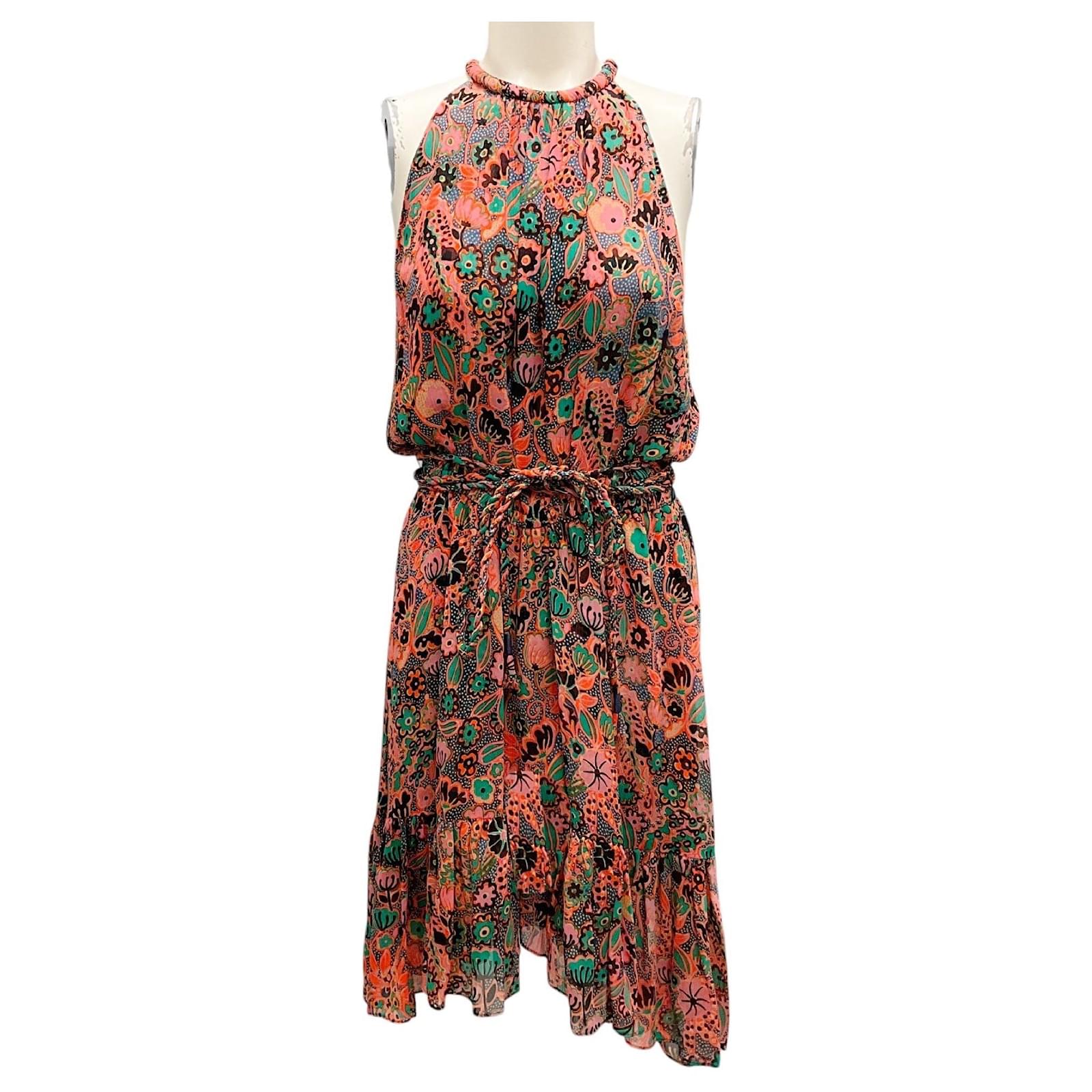 A.L.C. Coral / Green Kaplan Floral Halter Dress Multiple colors Silk ref.JC2209827 (Sold) - Joli Closet A.L.C. Coral / Green Kaplan Floral Halter Dress Multiple colors Silk ref.JC2209827 (Sold) - Joli Closet