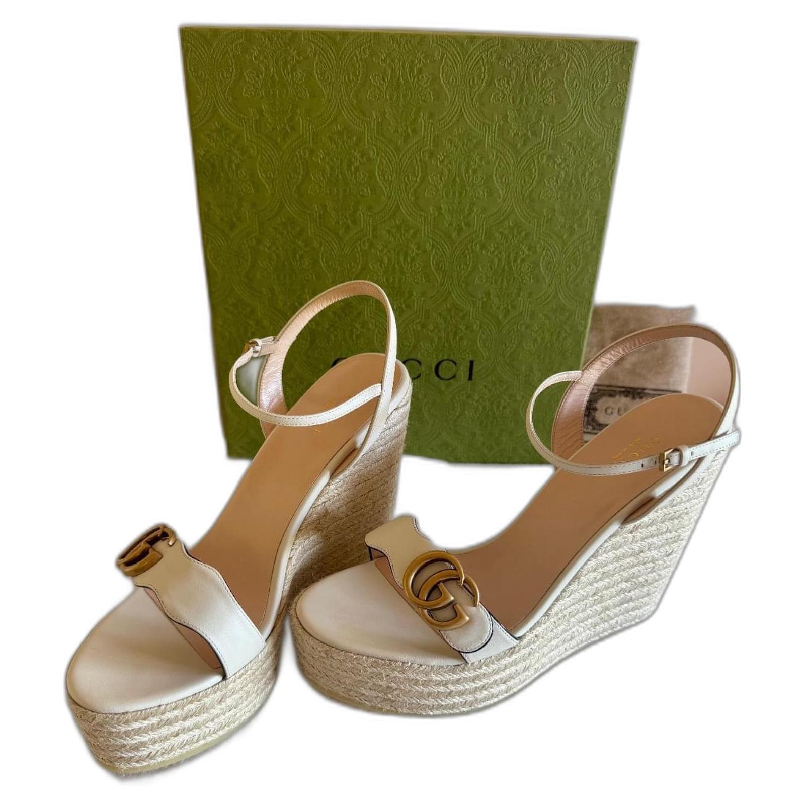 Wedge Espadrilles Gucci Marmont Brand New in Leather, Color