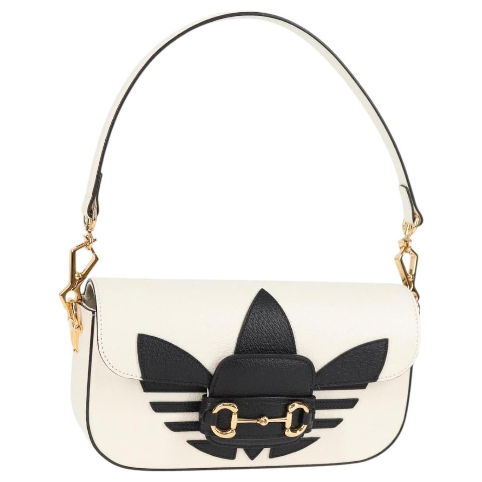 GUCCI Adidas Collaboration Horsebit Bag Leather 2way White