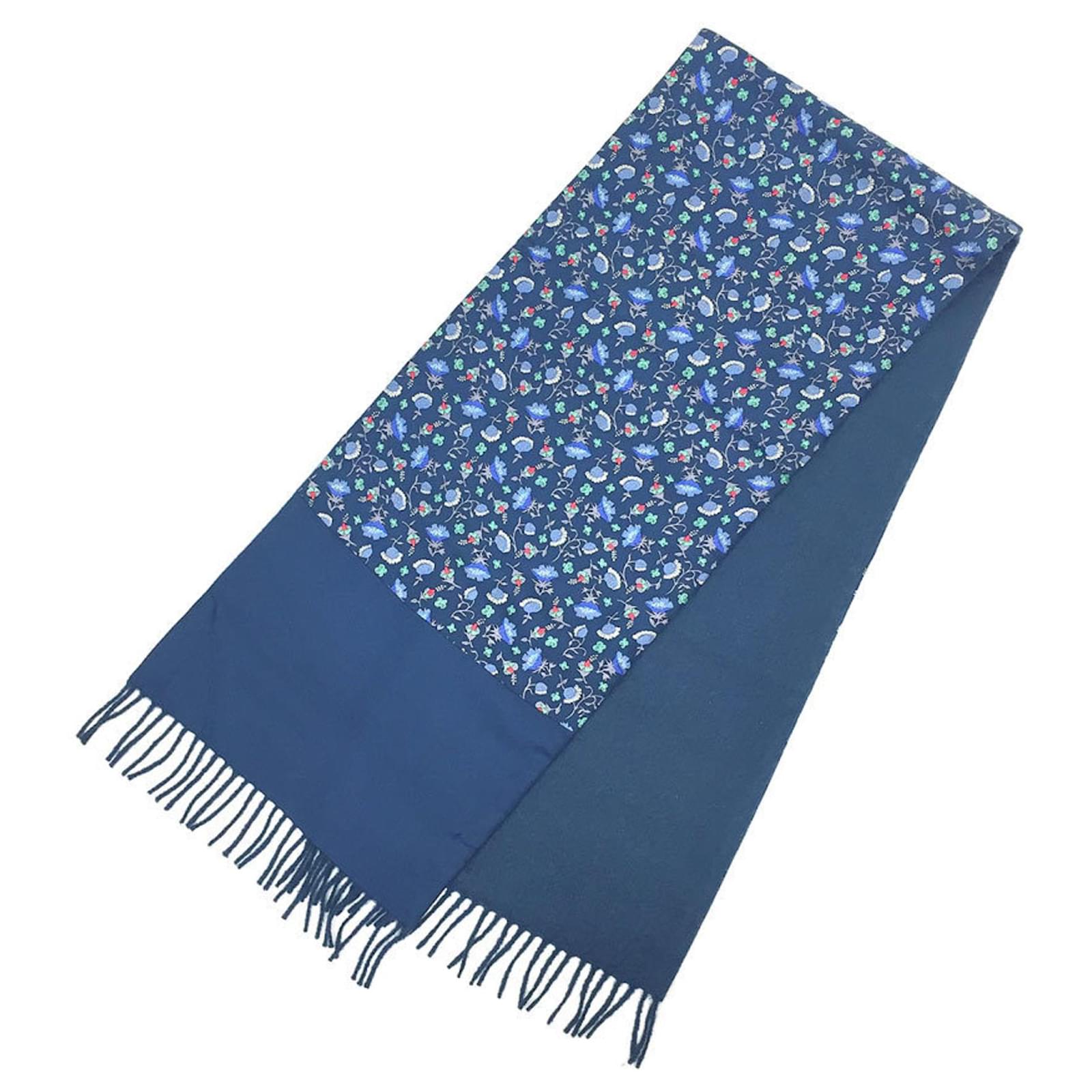 Hermès Étole réversible en soie cachemire et laine Hermes Bleu