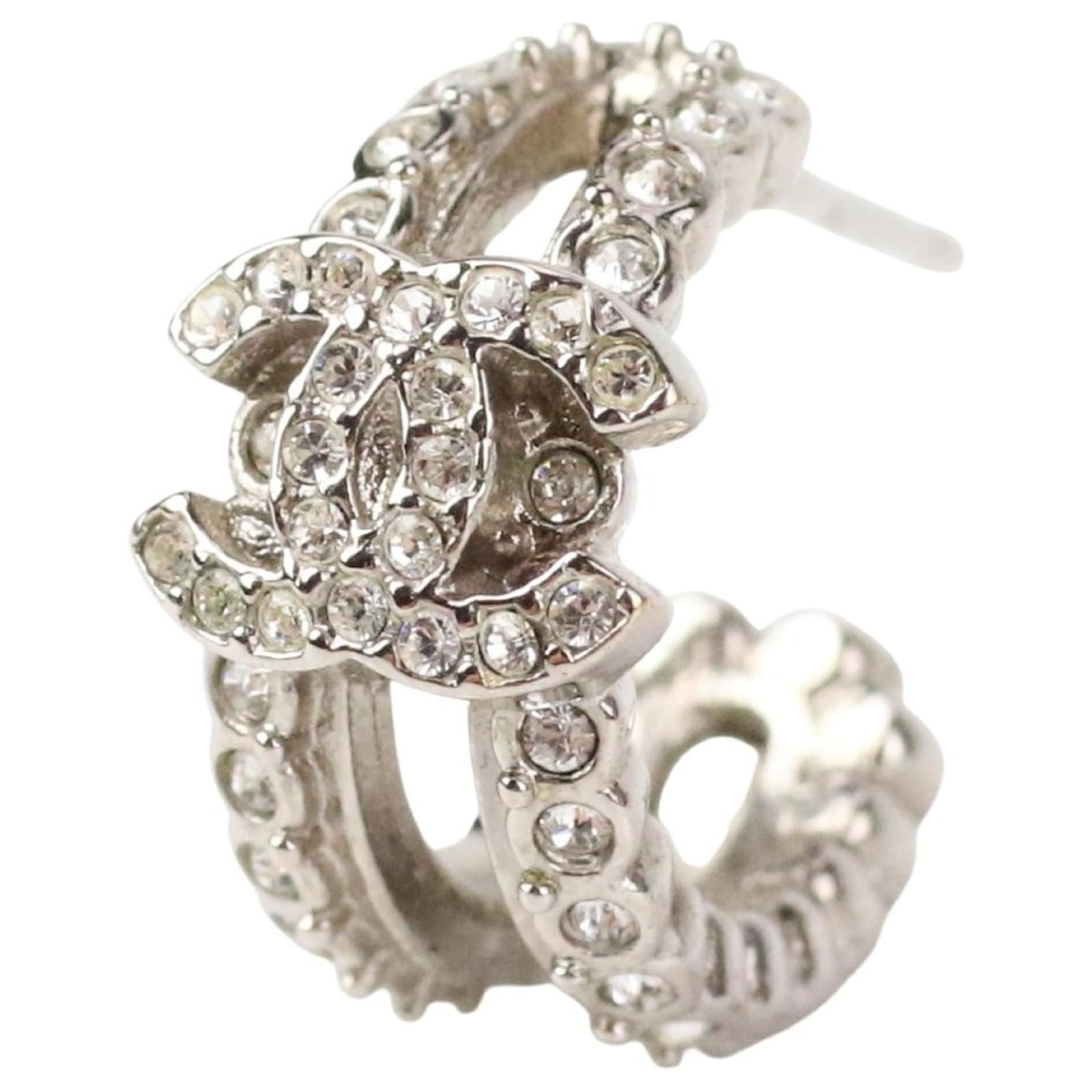 CHANEL A25A Mediedal Rhinestone COCO Mark Ball Pierce Accessories blue