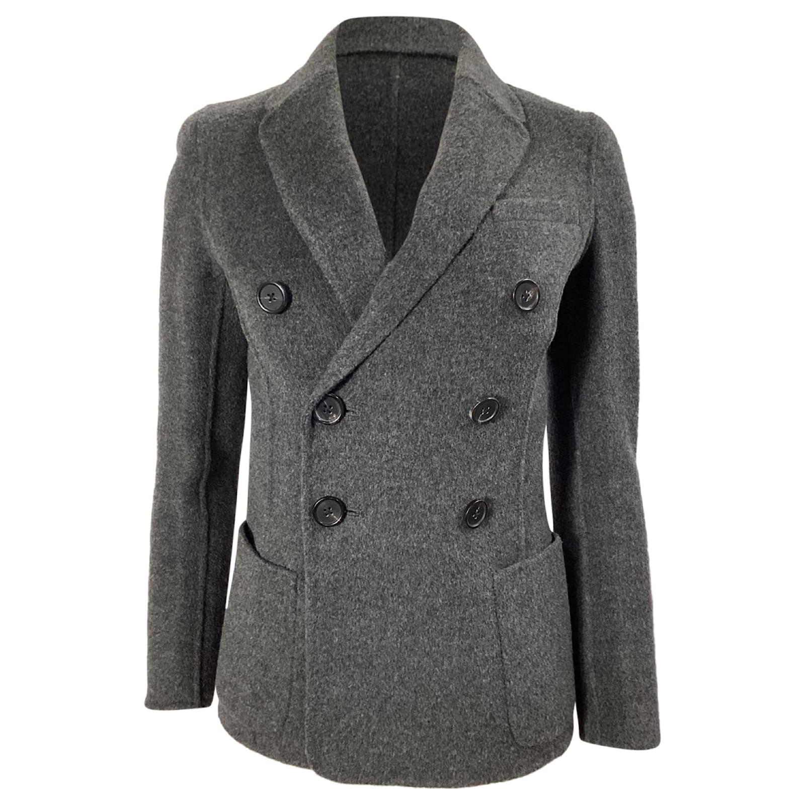 Joseph Double-Breasted Coat in Grey Wool Joli Closet