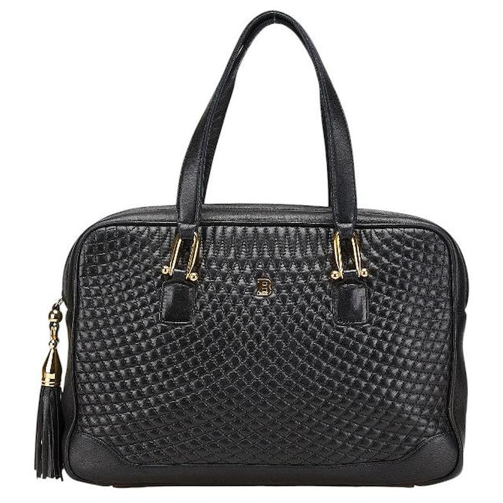 Bally Quilting B Logo Calf Leather Handbag Black ref.2215186