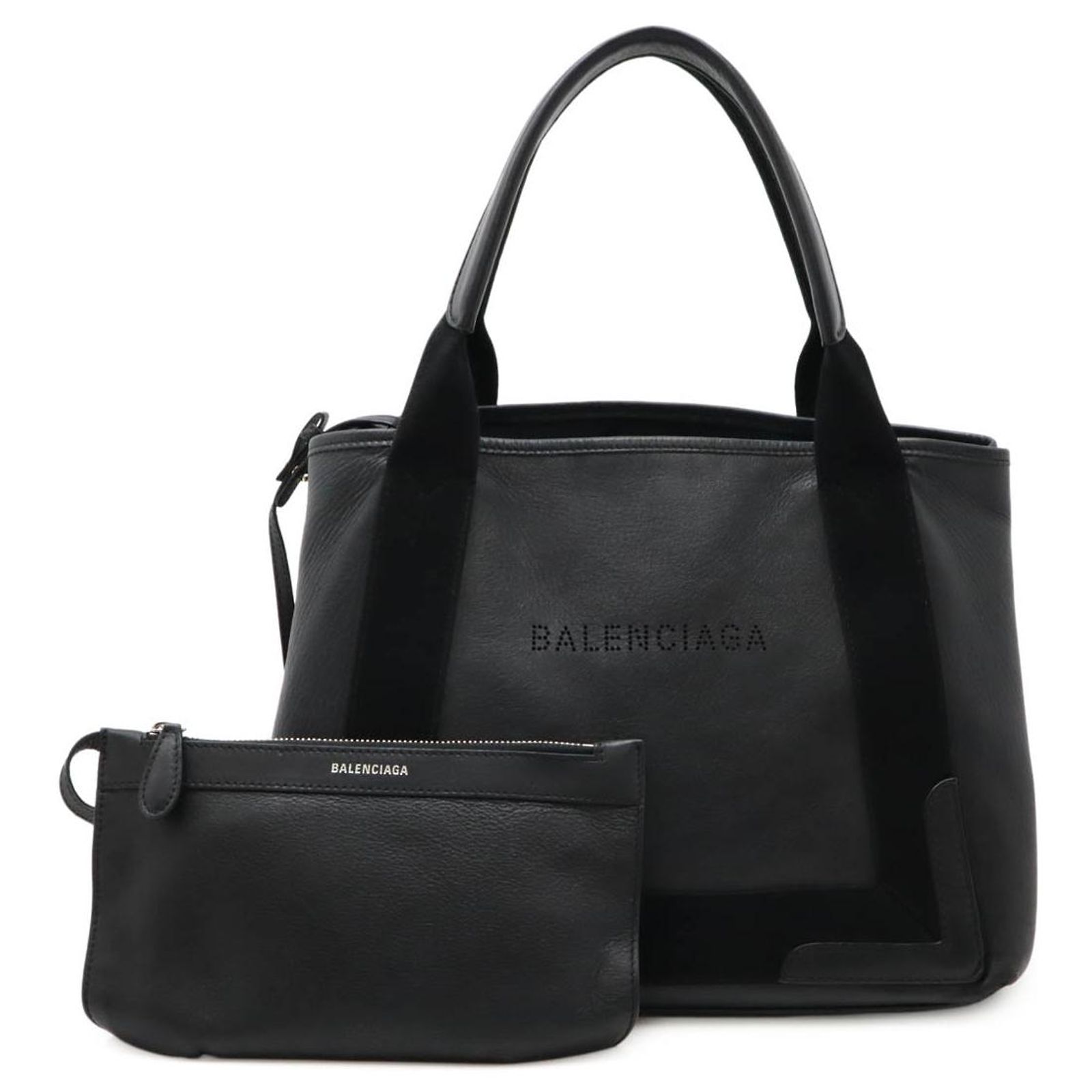 Balenciaga Navy Cabas Leather Tote Bag Black ref.JC2215624 (Sold 