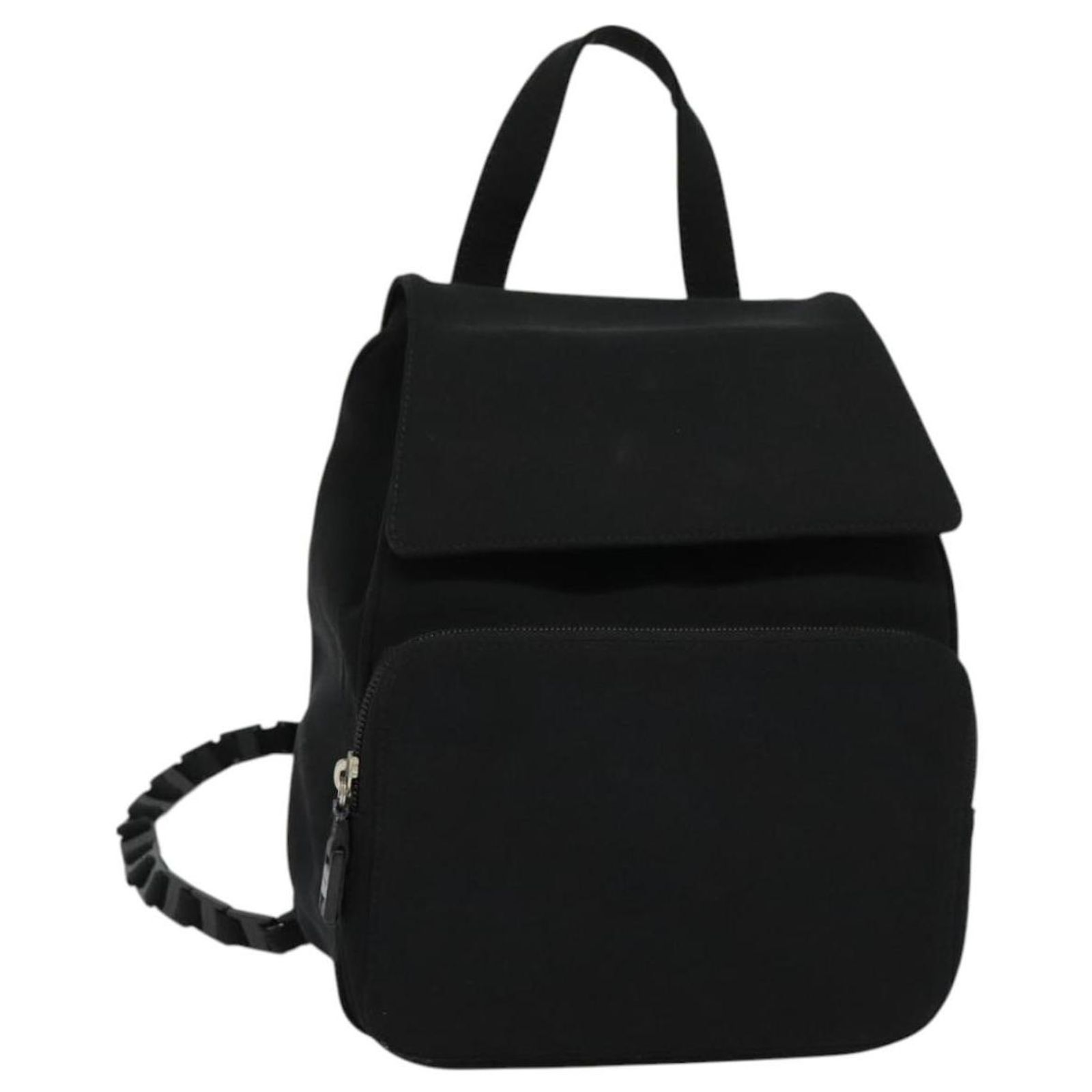 Salvatore Ferragamo Vala Vala Backpack Suede Black Gold Auth 133755 Salvatore Ferragamo Vala Chain Backpack Canvas Black Auth  main image 3