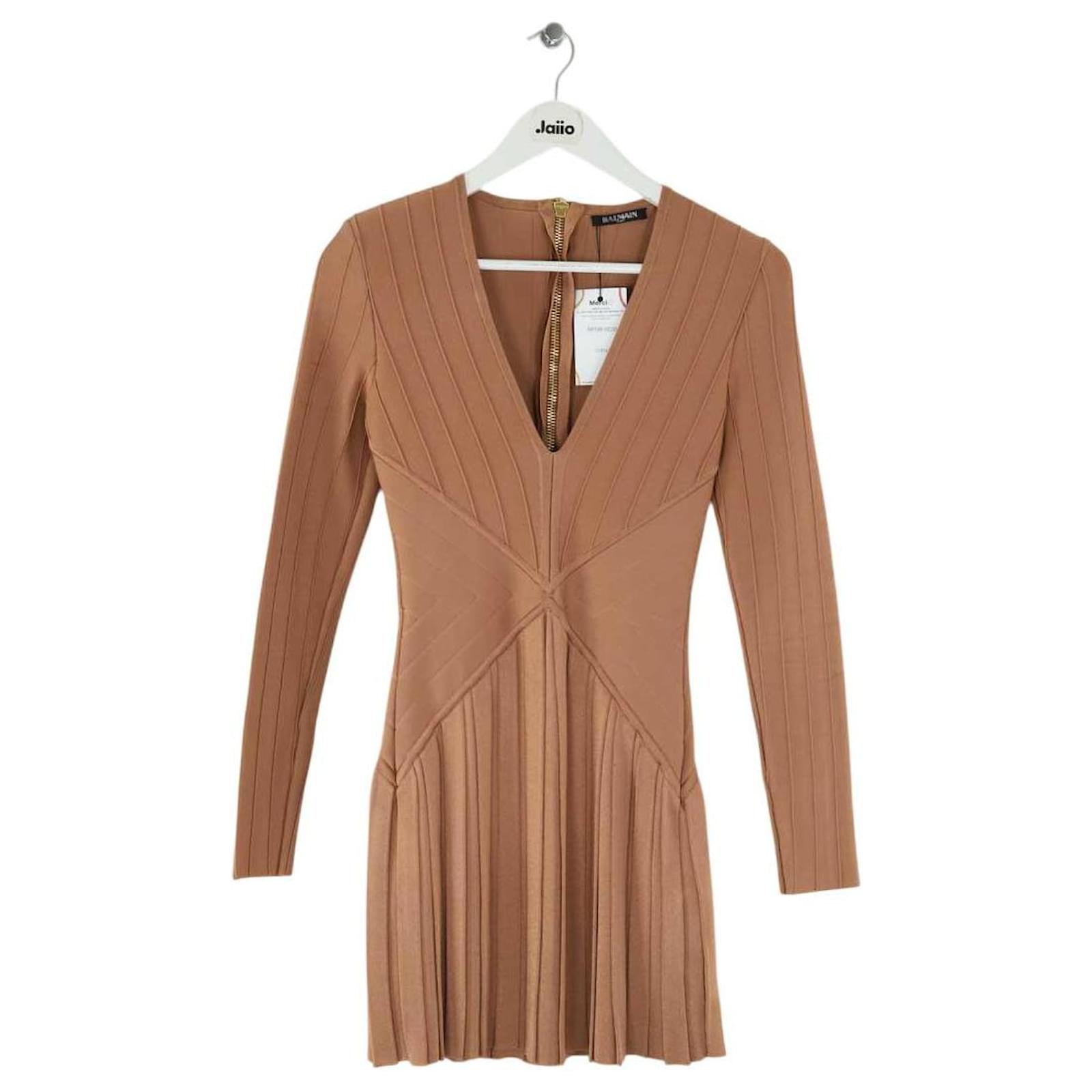 white fox brown cut out dress Balmain blazer dress  NIDHALHAUS