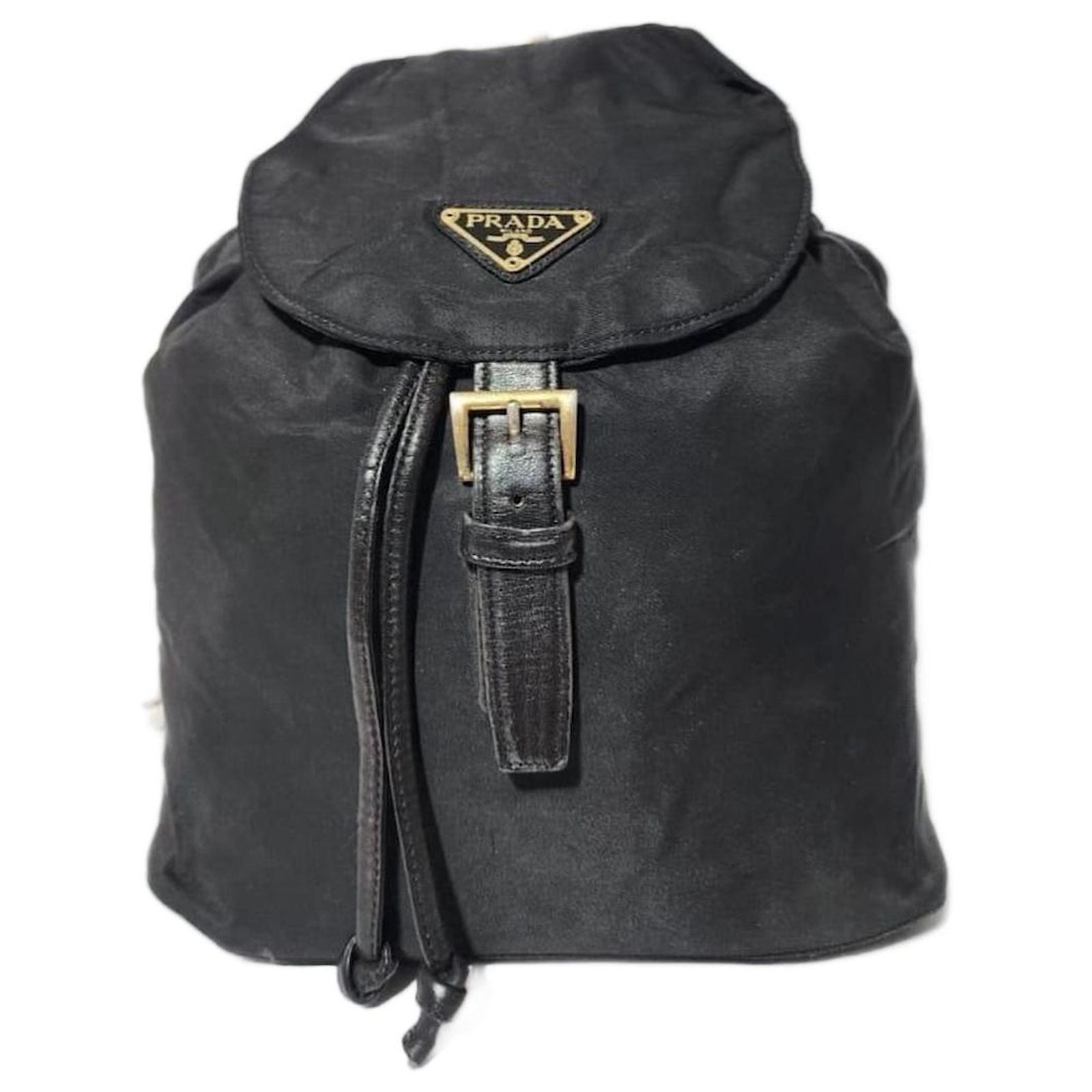 Prada Vintage Vela Drawstring Backpack Black Vintage Prada Nylon Backpack - Etsy main image 4