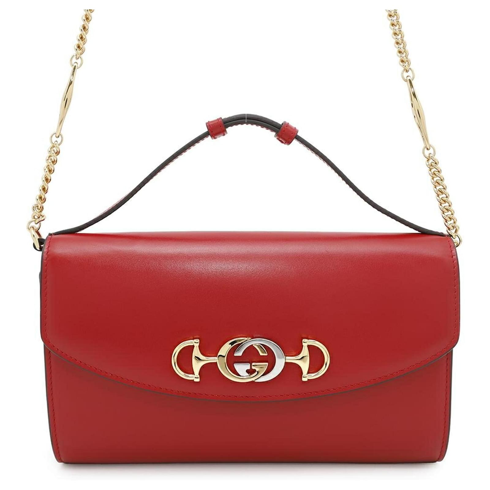 Gucci Handbag Zumi 572375 GUCCI 2wa Shoulder Bag Red Leather ref