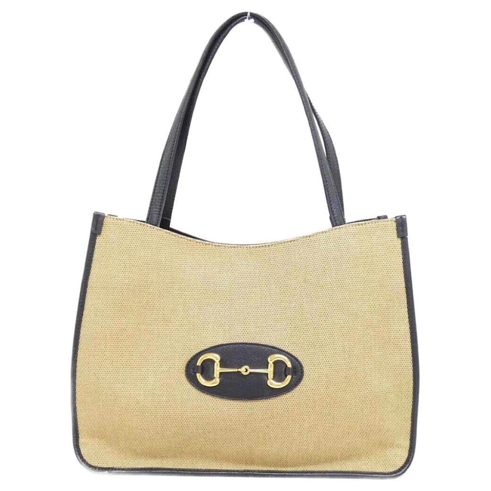 HORSEBIT 1955 HANDBAG 22 BROWN CANVAS AND WHITE CALFSKIN