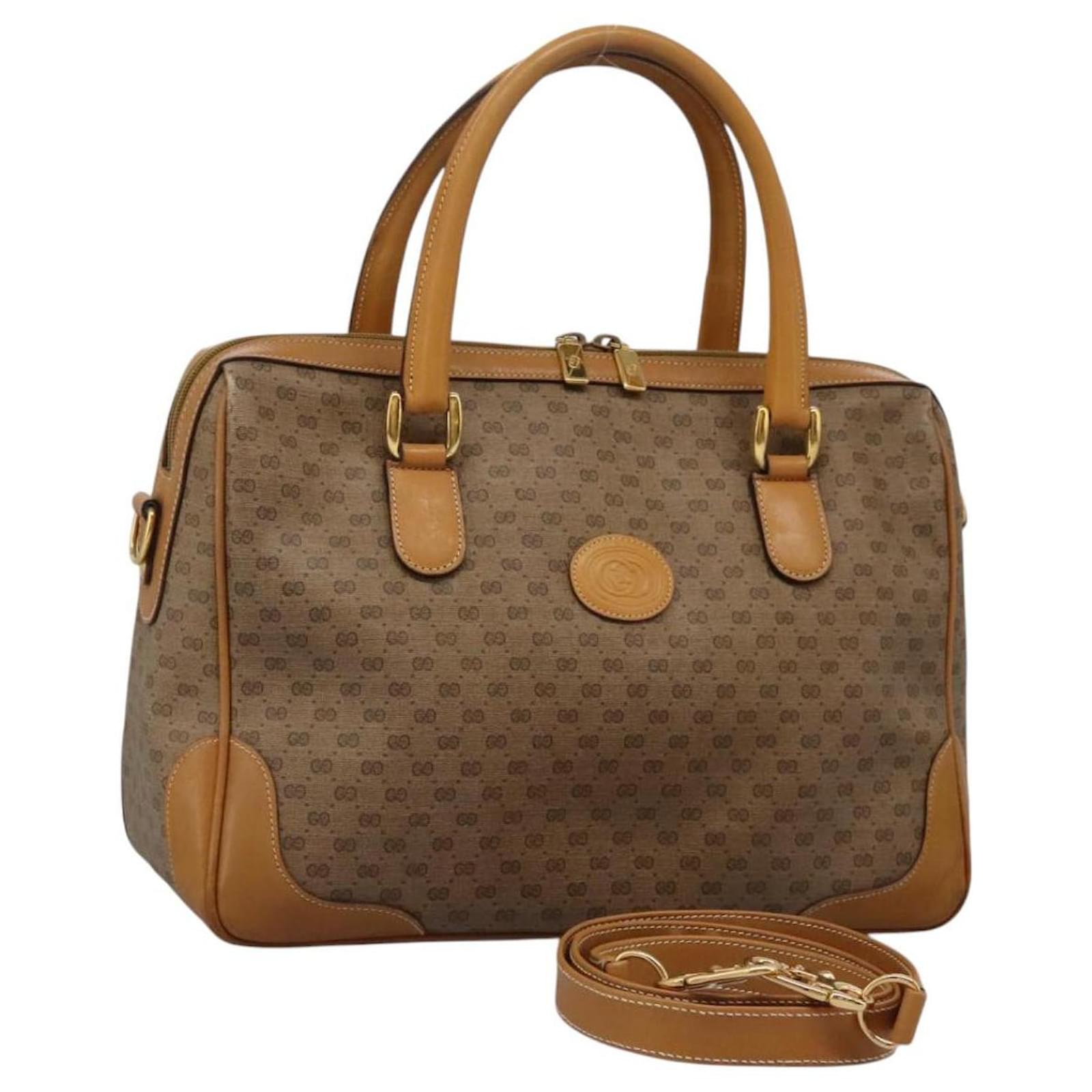 GUCCI Micro GG Supreme Hand Bag PVC 2way Beige Gold 002 123 0033