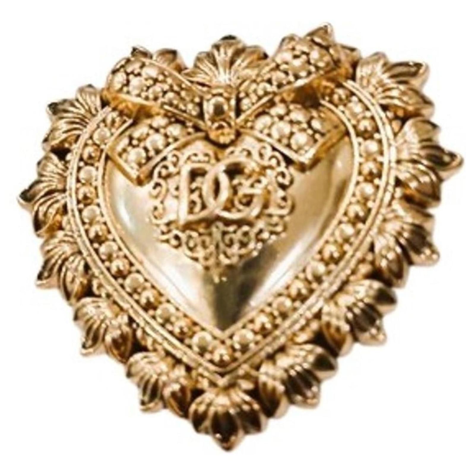 Merveilleuse broche DOLCE & GABBANA 'Devotion' cœur sacré doré