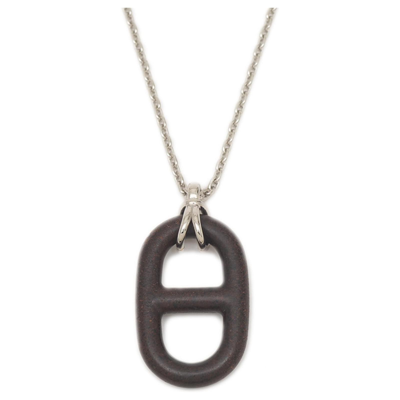 Collier Chaine d'Ancre Vulcanium d'Hermès Métal Marron