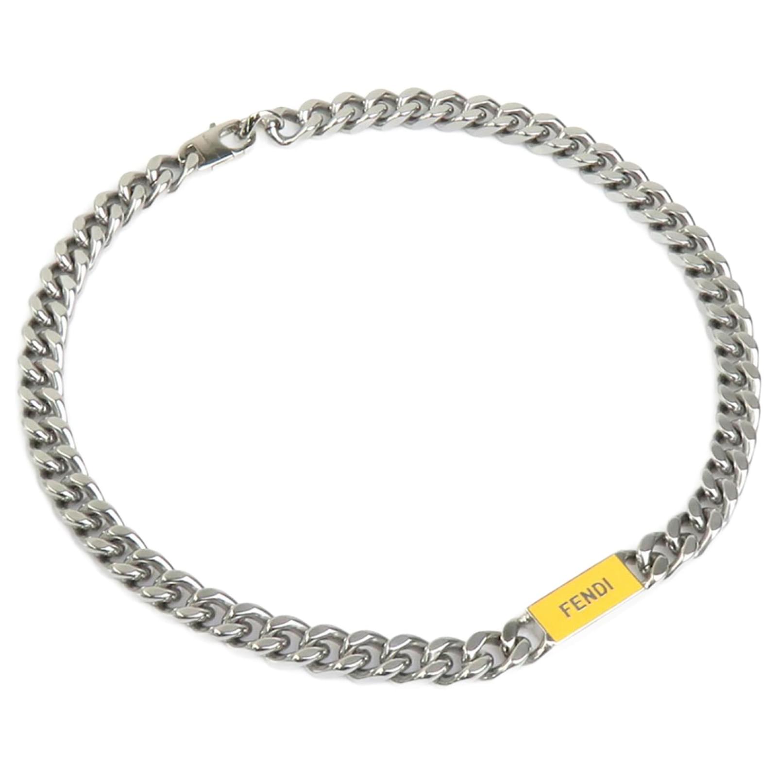 Fendi Silver Metal Necklace for Men Silvery Joli Closet