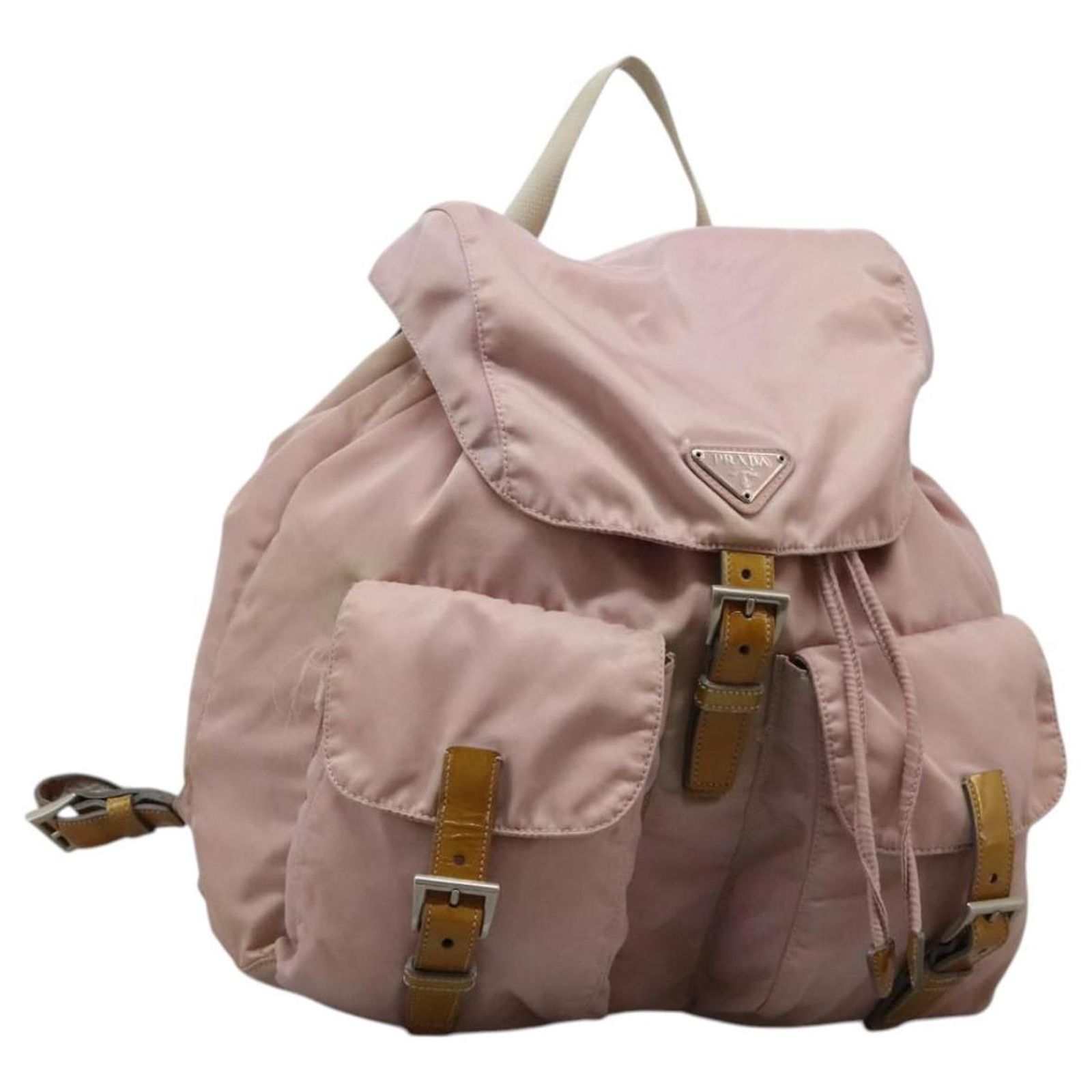 PRADA Backpack Nylon Pink Silver Auth hk2592 Silvery ref  display picture 1