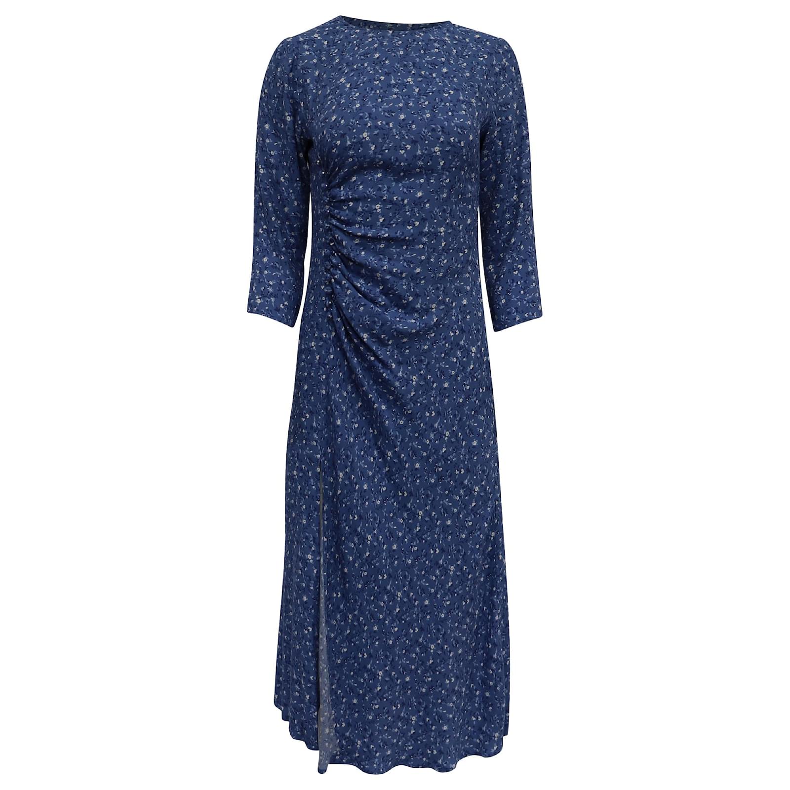 navy blue midi dress for women Navy Blue Embroidered Richelieu Midi Dress