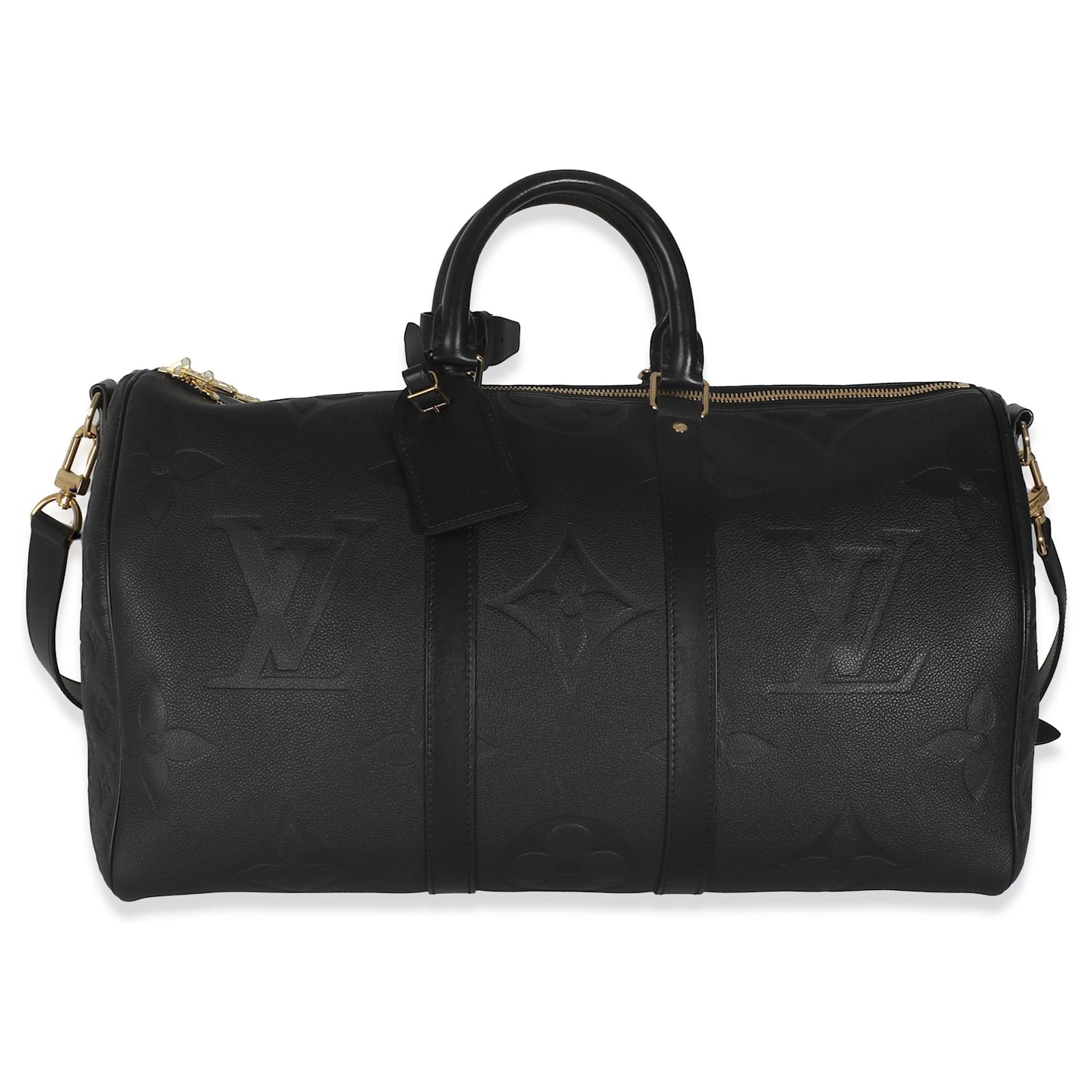 Louis Vuitton Black Monogram Empreinte Giant Keepall Bandouliere