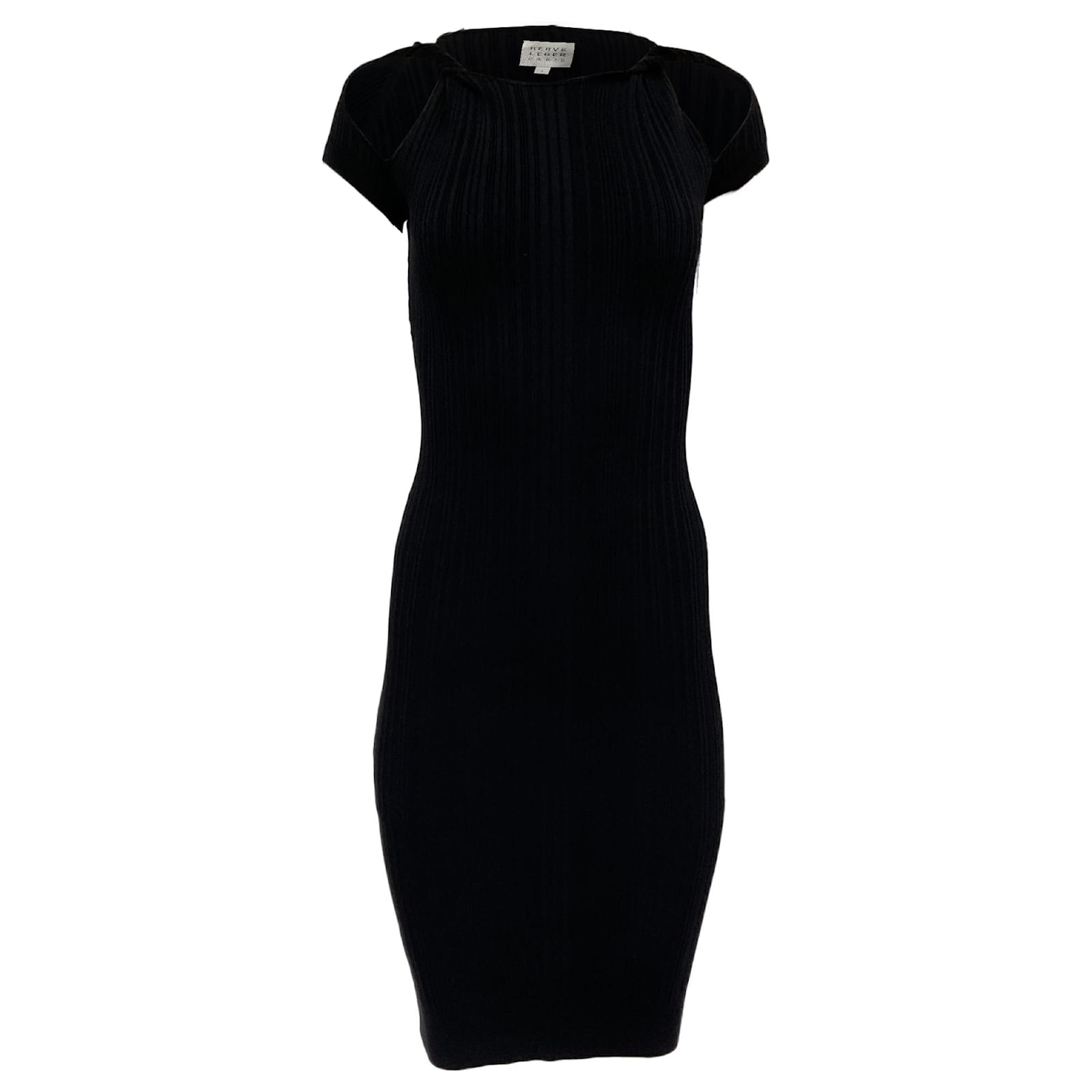 Herve Leger Cutout Twisted Ribbed Bandage Dress In Black Rayon Cellulose  fibre ref.2227639 - Joli Closet