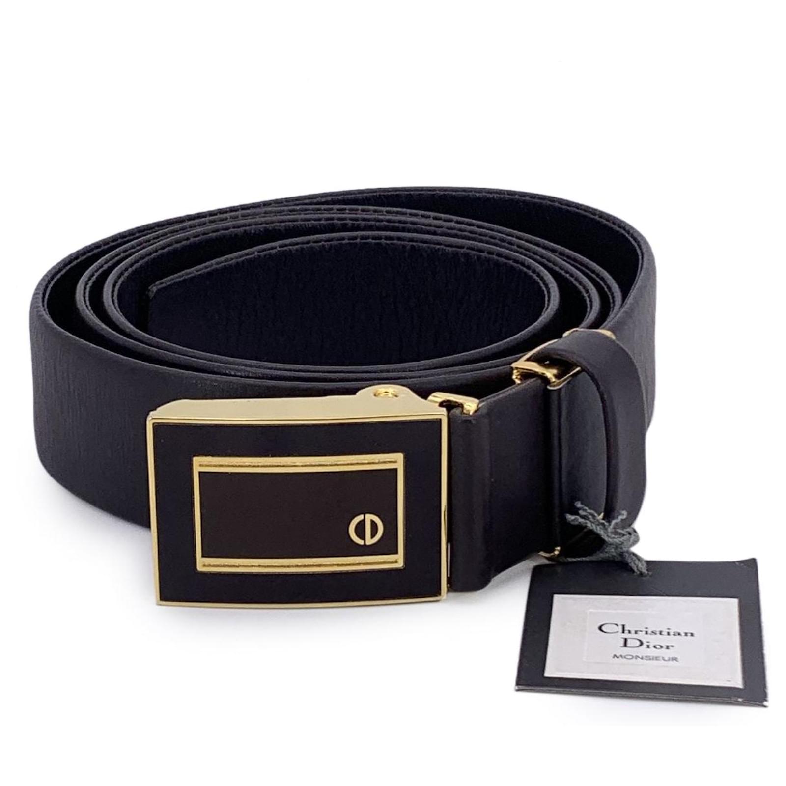 Dior Christian Monsieur Vintage Brown Leather Slide Belt One