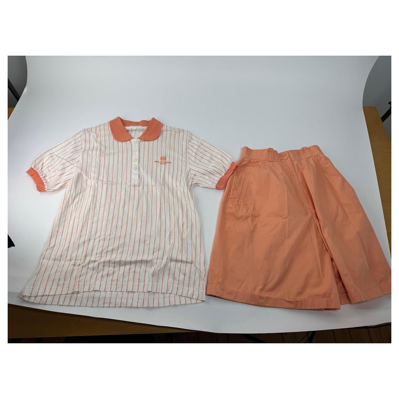 Conjunto vintage Balenciaga naranja y blanco L Algodón