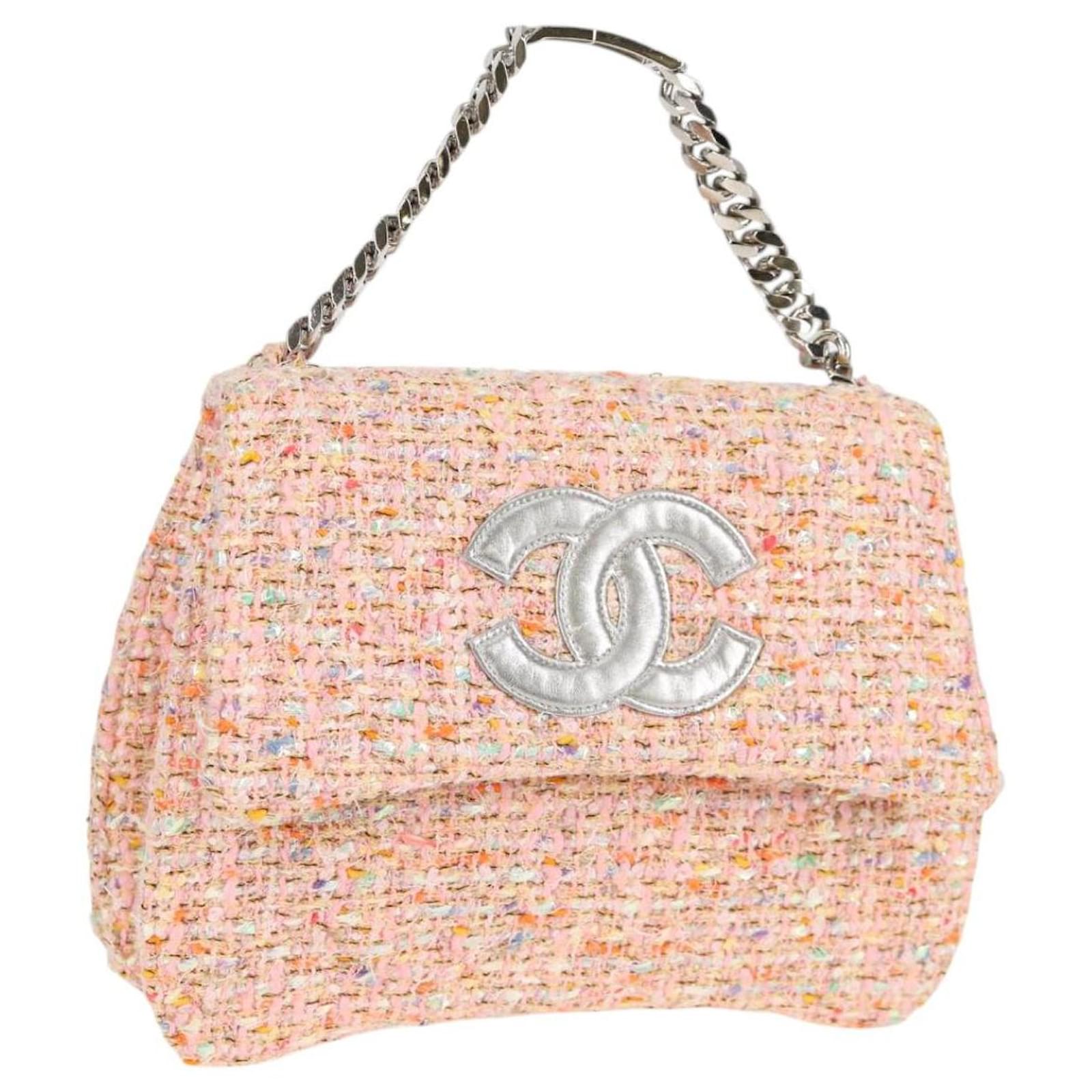 CHANELレディース CHANEL Chain Hand Bag Tweed Pink CC Auth 124011AV Leather ref