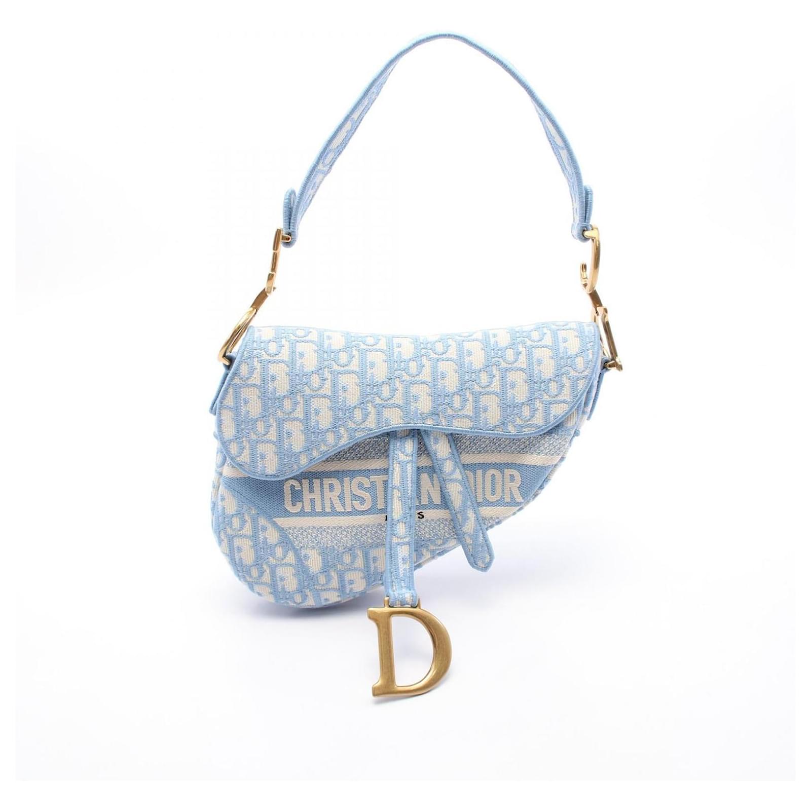 Christian Dior Dior Saddle Oblique Canvas Handtasche Blau Leinwand