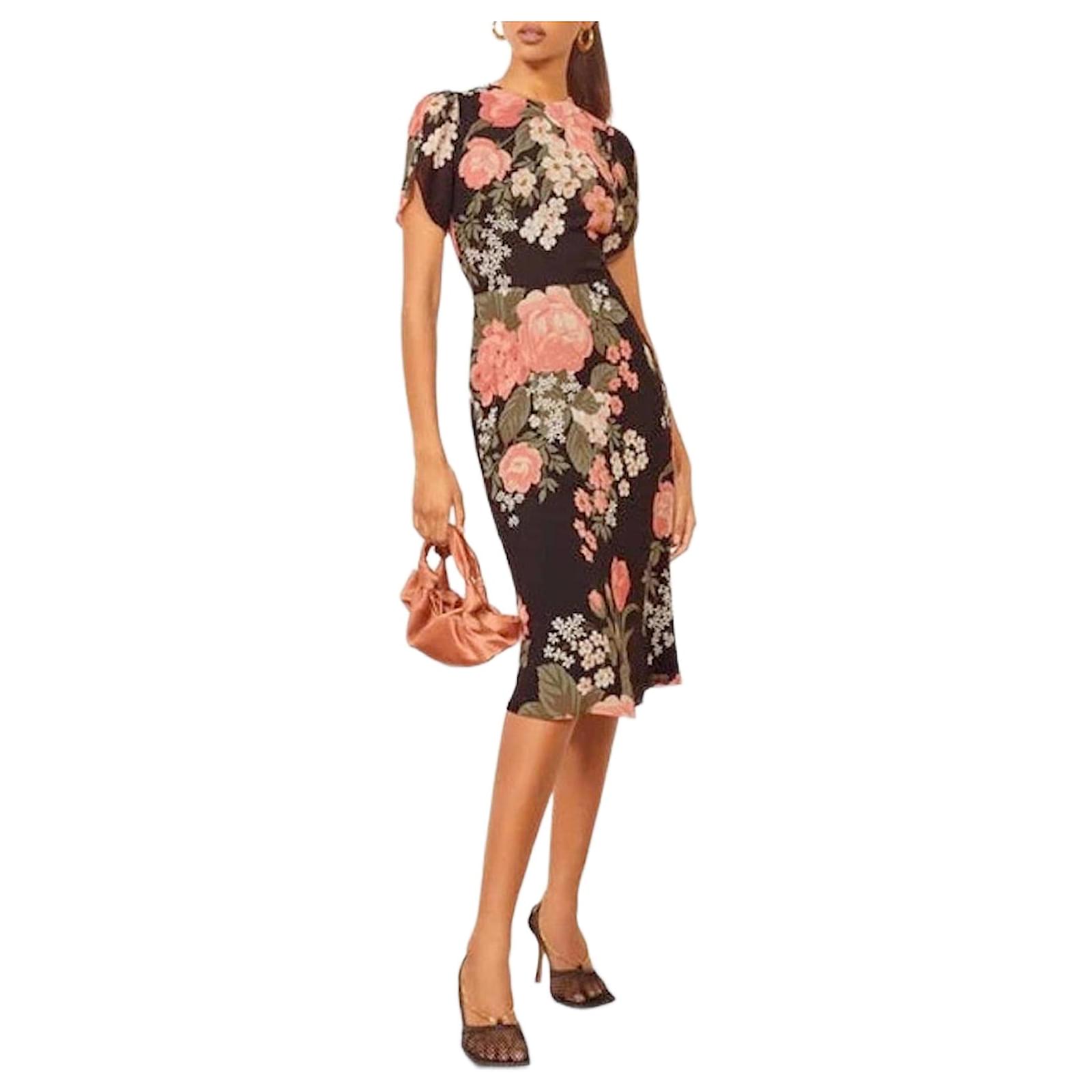 Reformation Andre dress with Vivienne pattern Black Multiple colors Rayon  ref.2233317 - Joli Closet