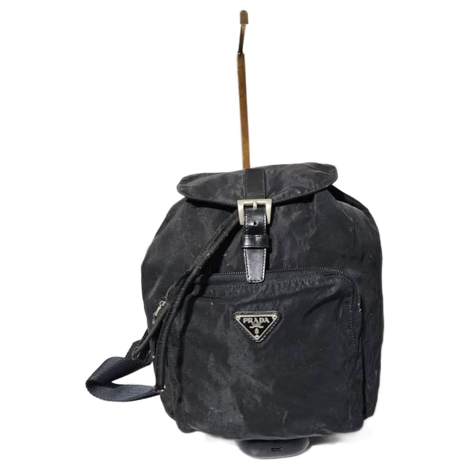 PRADA Vintage Tessuto Nylon Vela Cinch Backpack Black Prada Tessuto Nylon Vela Cinch Backpack Black 1892144  main image 3
