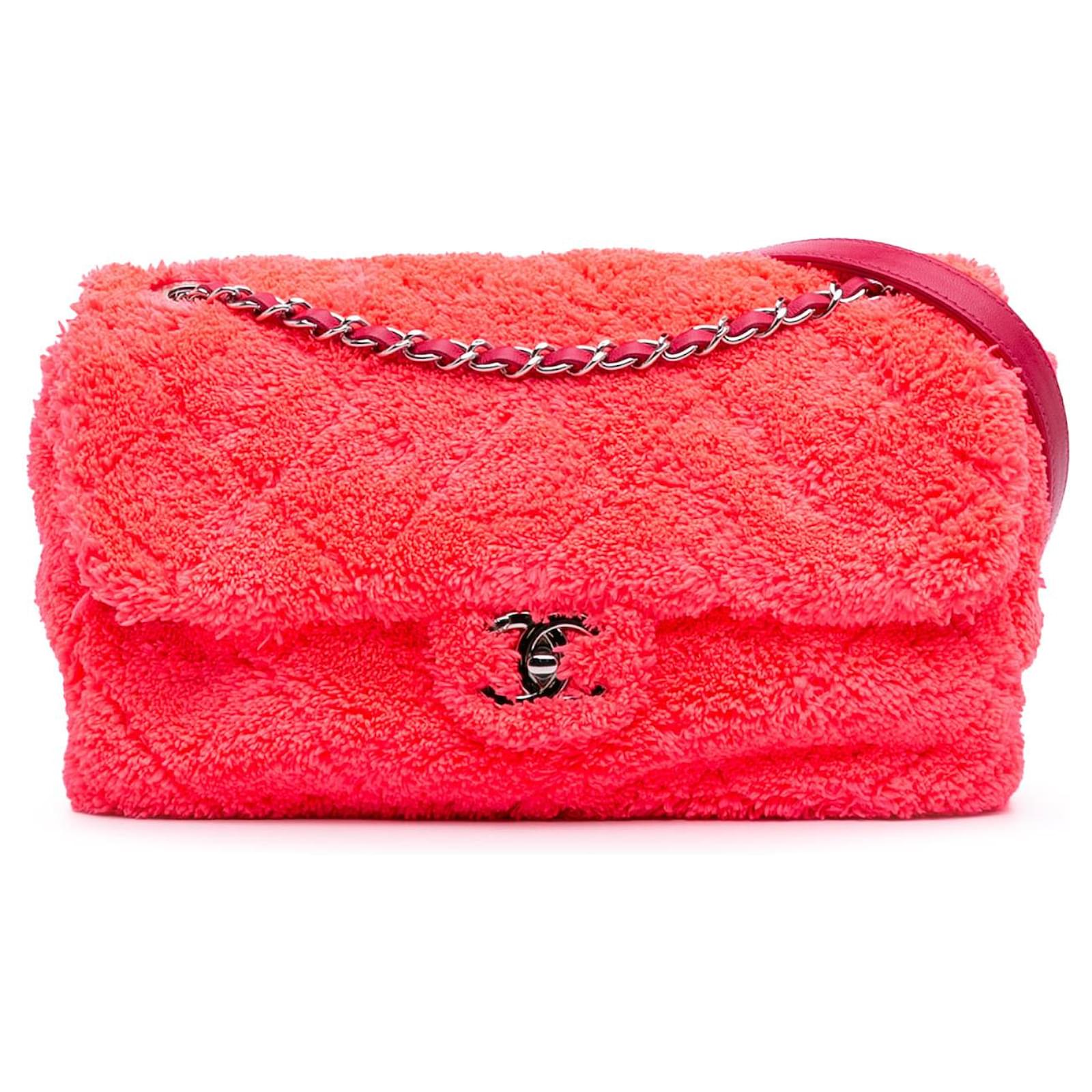 Chanel Pink Medium Quilted Terry Cloth Coco Beach Flap Cotton ref