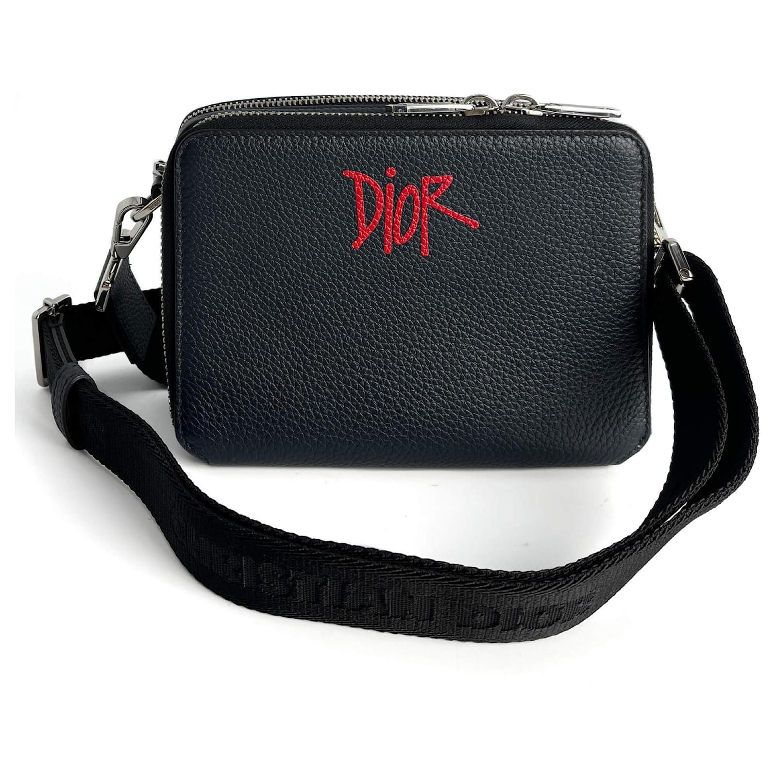 Dior x Shawn Stussy Leather 2-Ways Camera Crossbody Blue ref