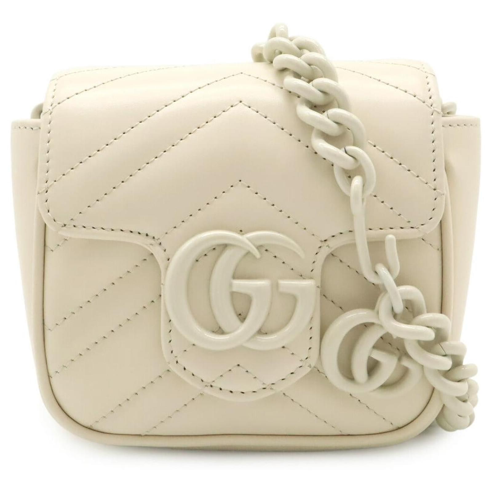 Gucci GG Marmont Leder 2-in-1 Schultertasche Weiß