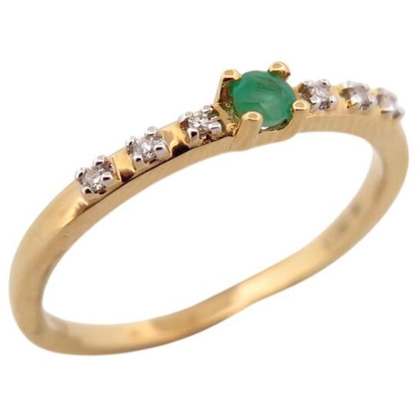 NEUF BAGUE MAUBOUSSIN CAPSULE D'EMOTIONS DIAMANT EMERAUDE OR 18K - Main Image