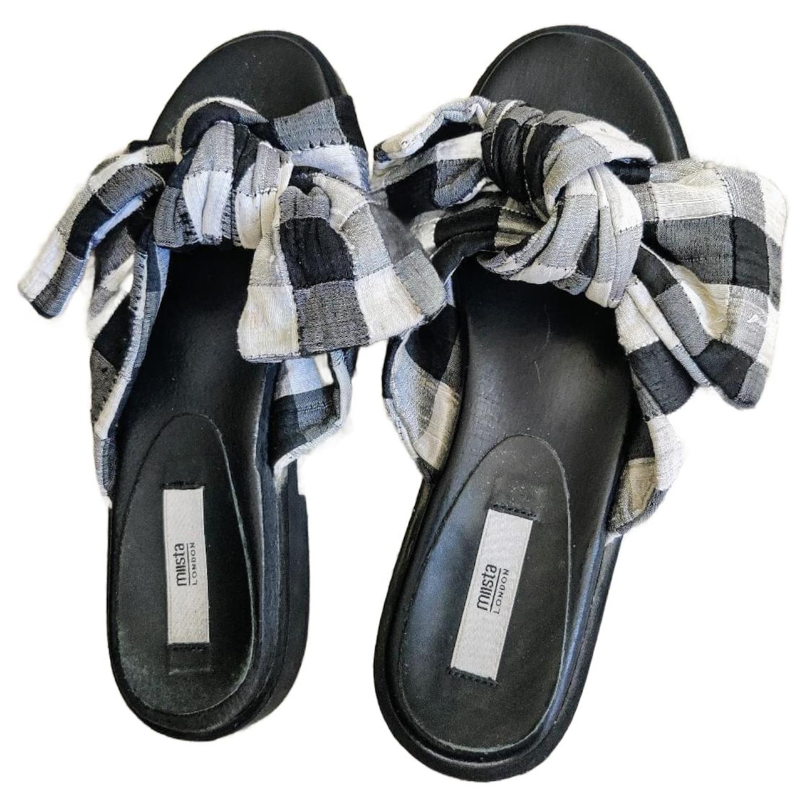 Autre Marque Mules Miista Nero Bianco Pelle Cotone